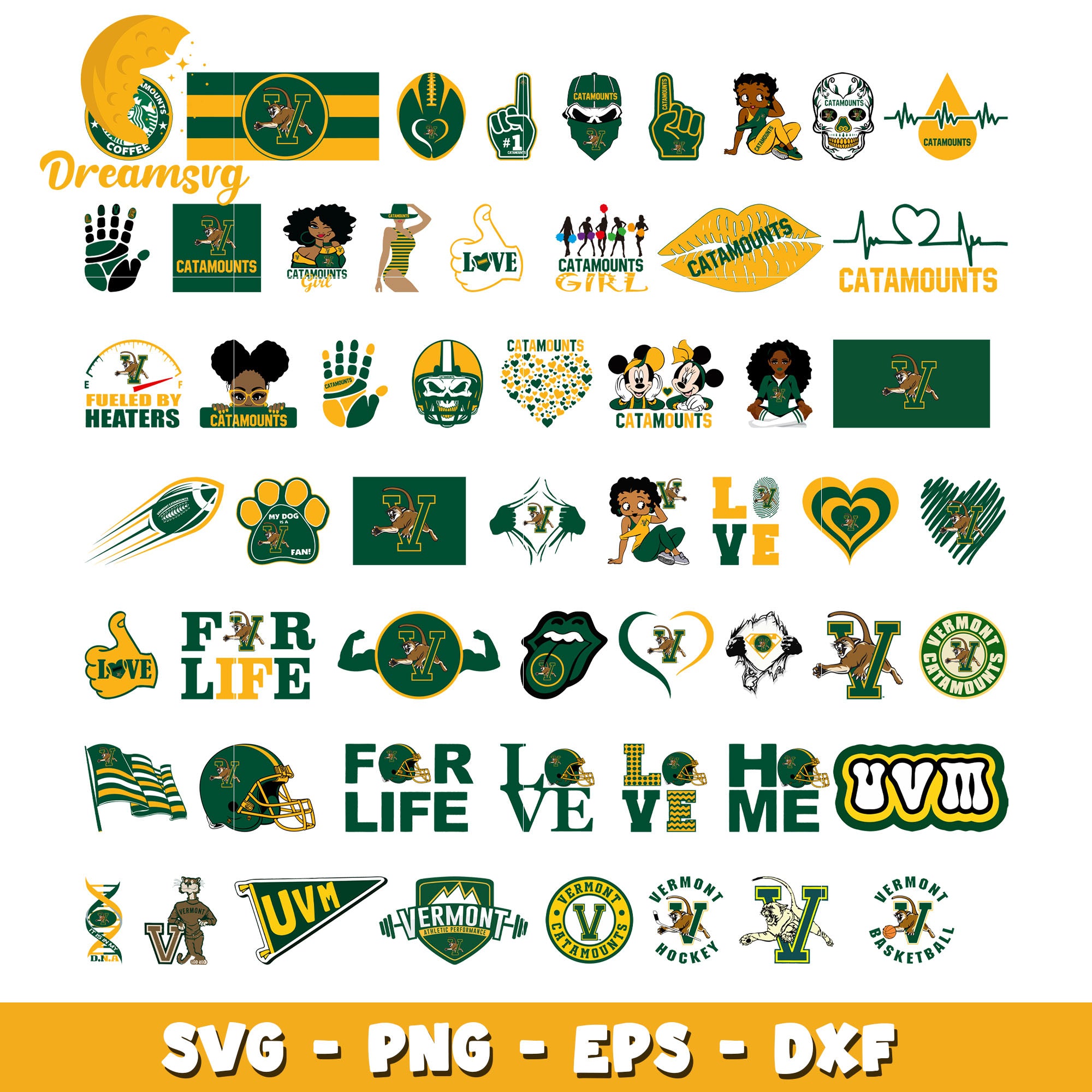 Vermont catamounts logo design bundle svg, catamount vermont​ svg