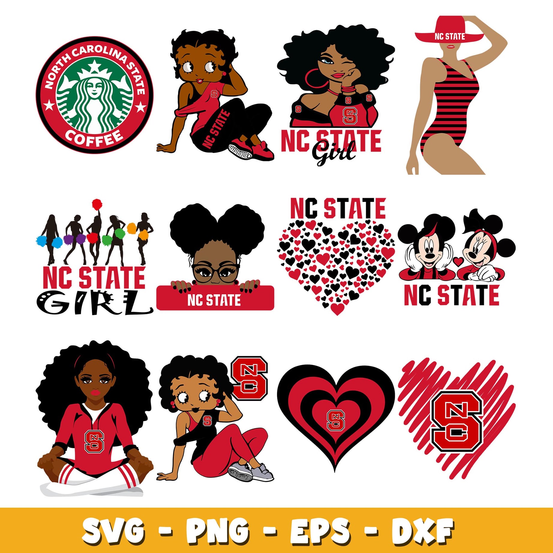 NC State girl Bundle svg, NC State  logo svg, ncaa svg  