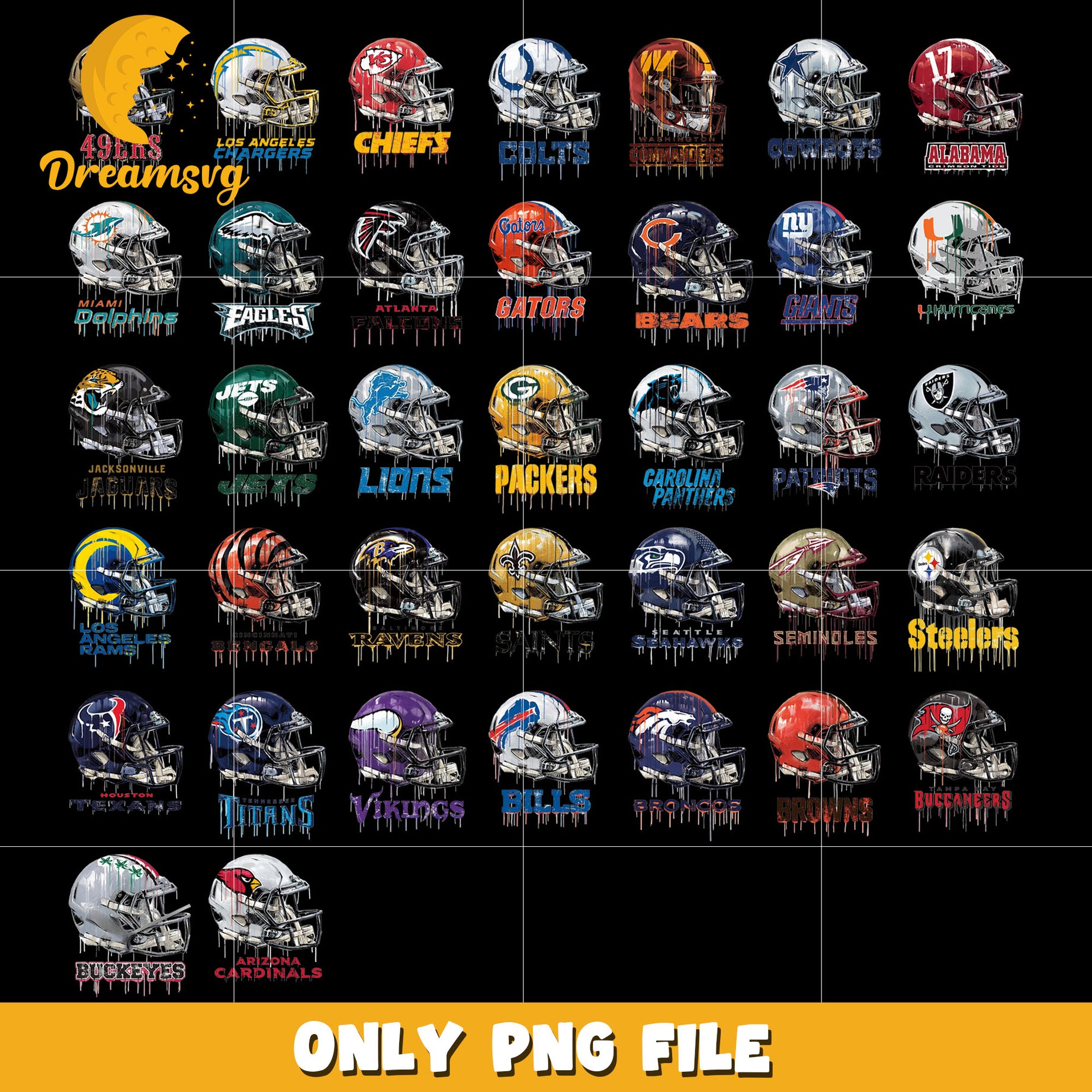 Nfl logo drip helmet bundle png, logo nfl team png, nfl png