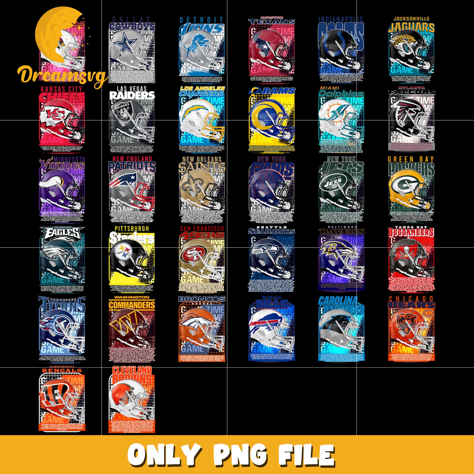 Nfl teams logo helmet bundle png, game time png, nfl png