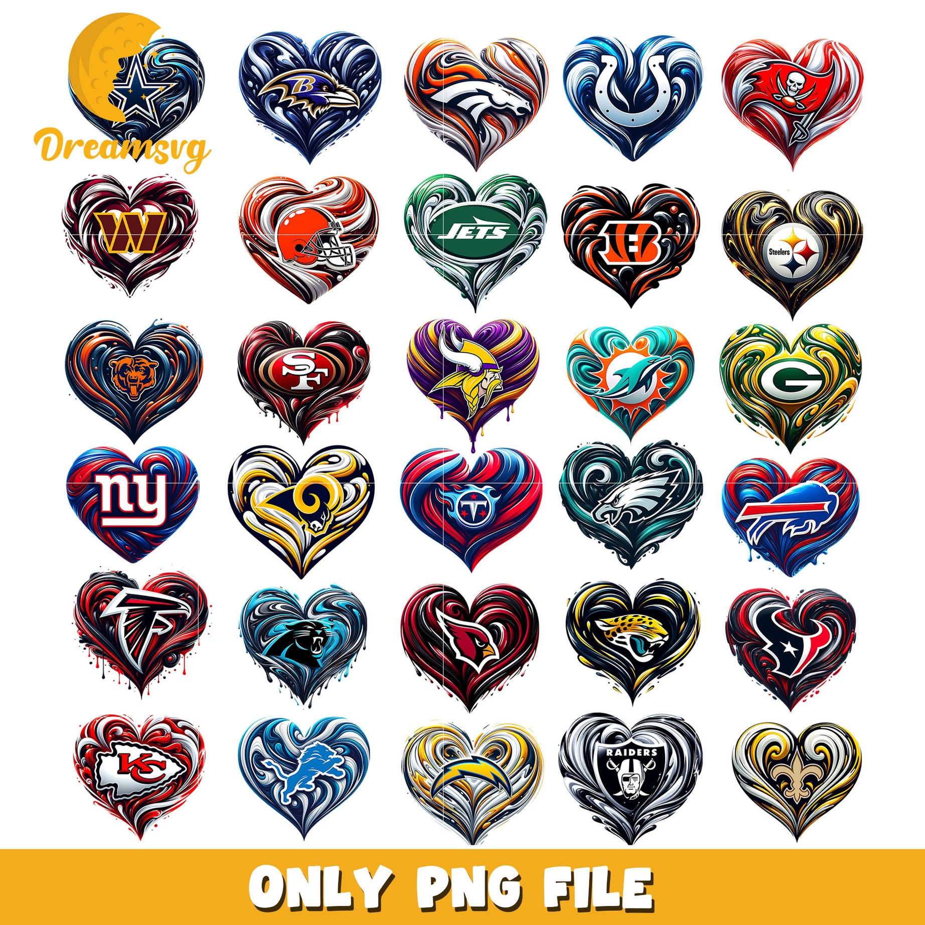 Nfl logo heart shape bundle png, logo teams png, nfl teams png