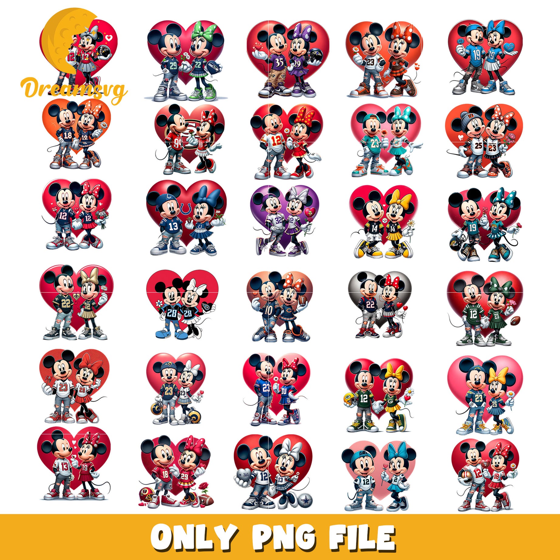 Nfl Mickey and Minnie bundle png, nfl logo design png, nfl teams png