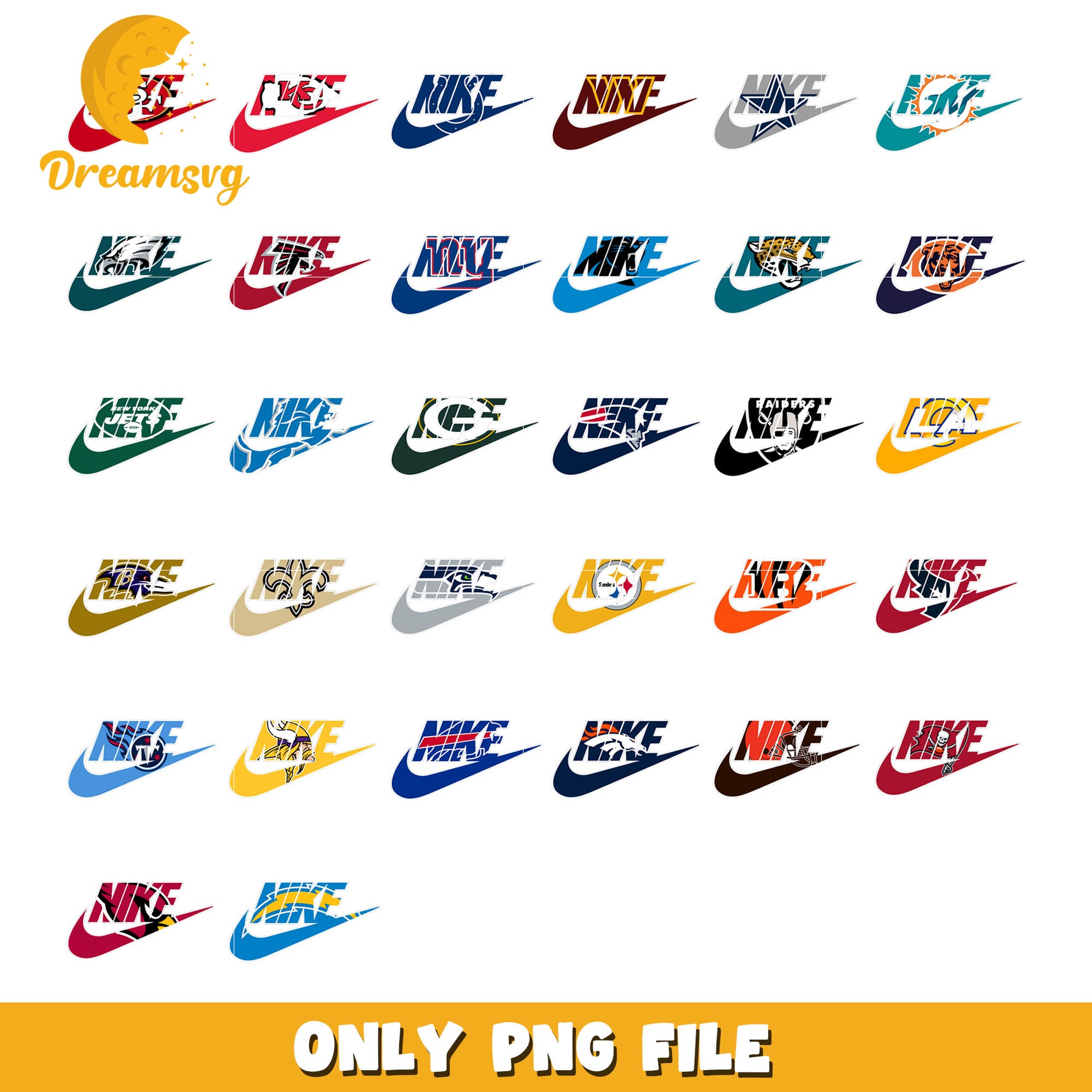 Nfl logo nike design bundle png, logo teams design png, nfl png