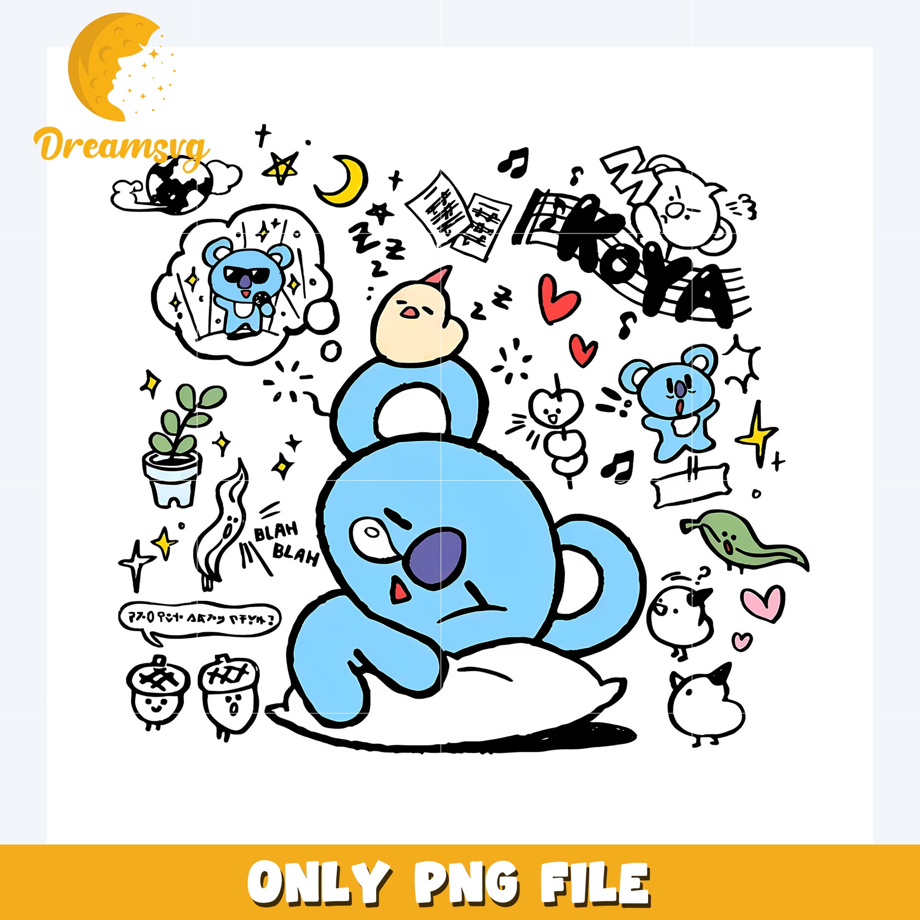Namjoon koya cute design png, bt21 characters​ png, bt21 plushies​ png