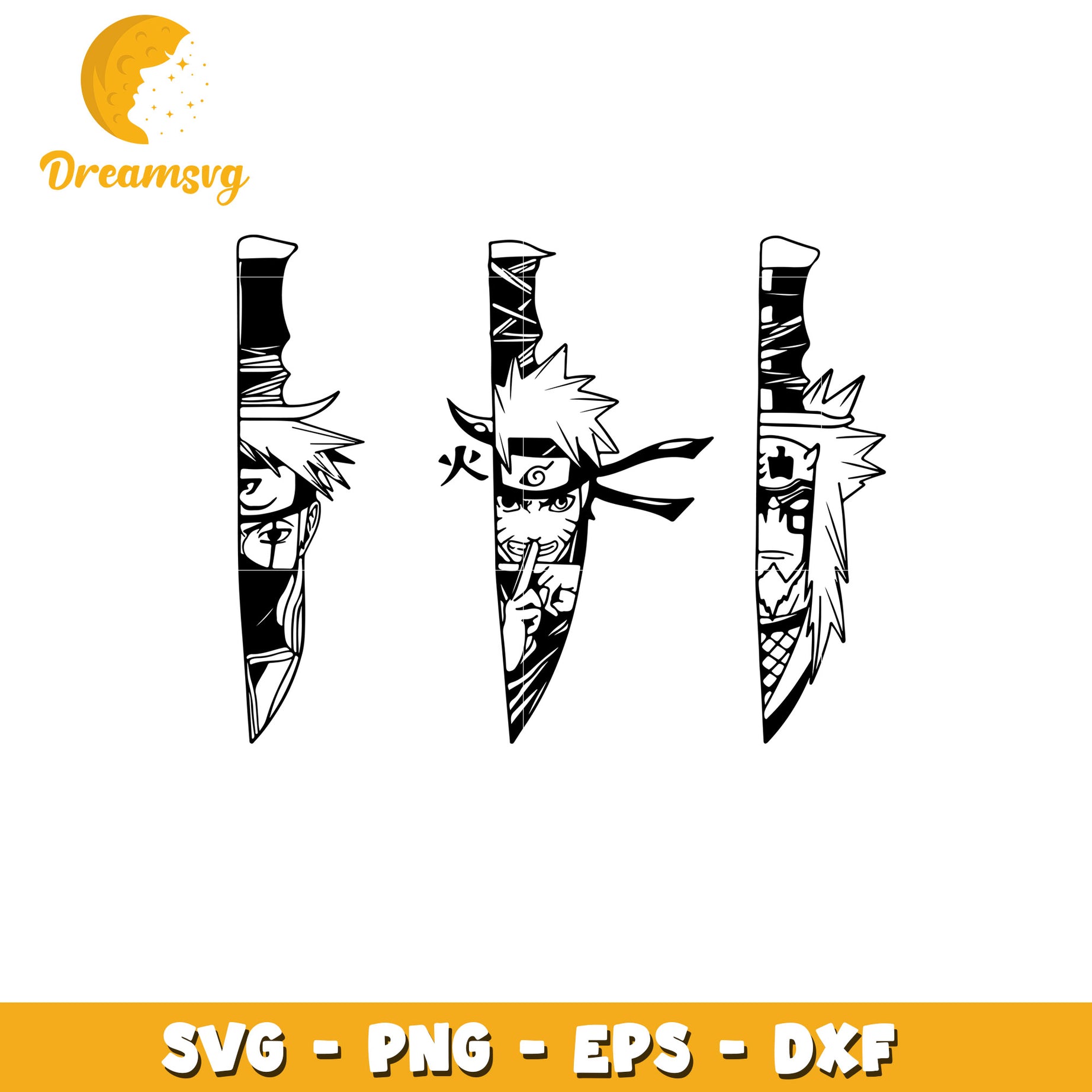 Naruto knife black white design bundle svg, naruto knife​ svg, naruto svg