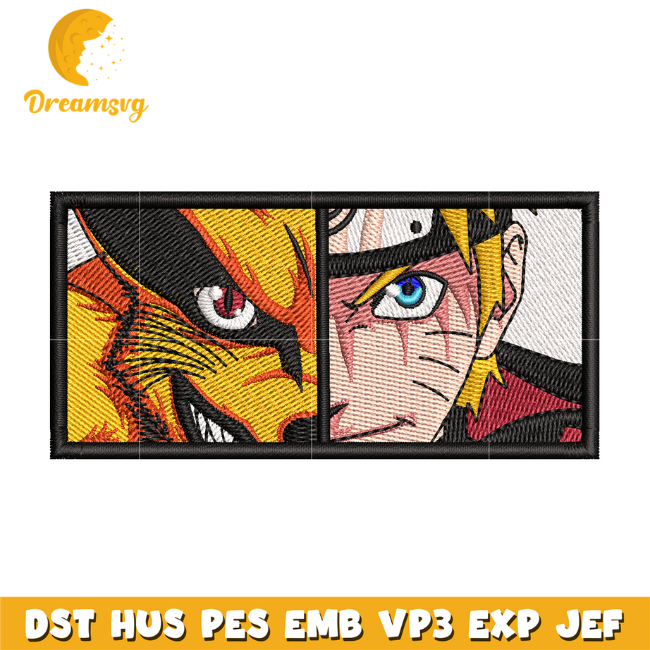 Naruto and fox embroidery design