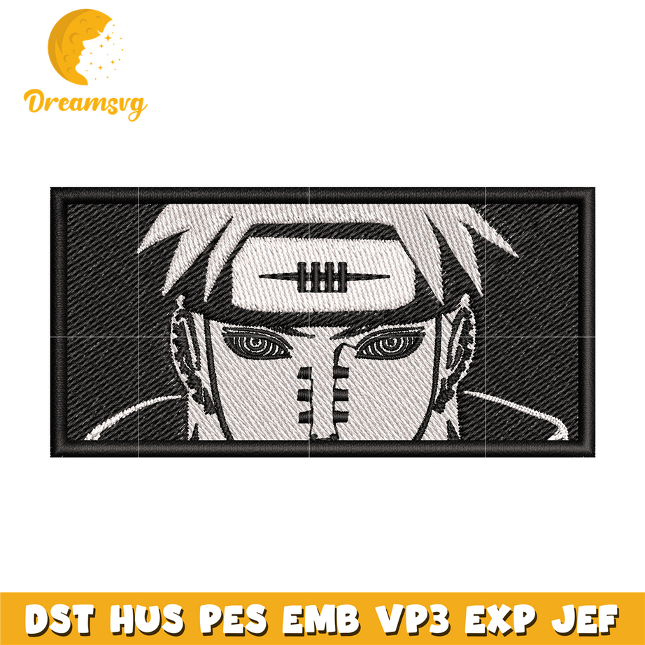 Naruto black white embroidery design