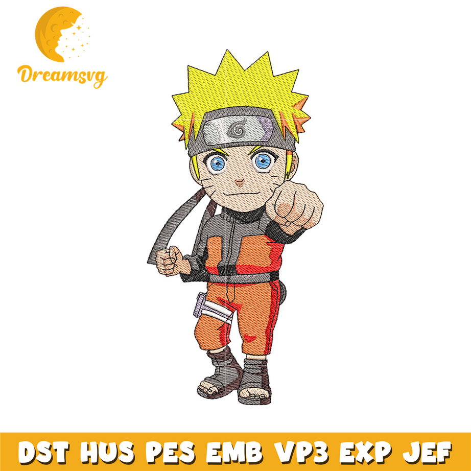 Naruto chibi embroidery design