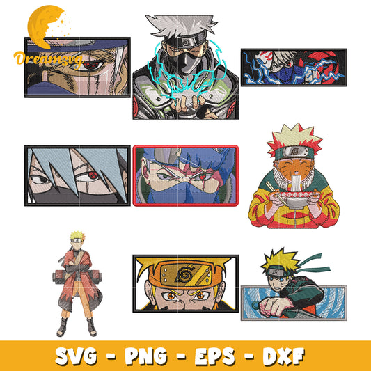 Naruto characters embroidery design bundle, naruto embroidery​