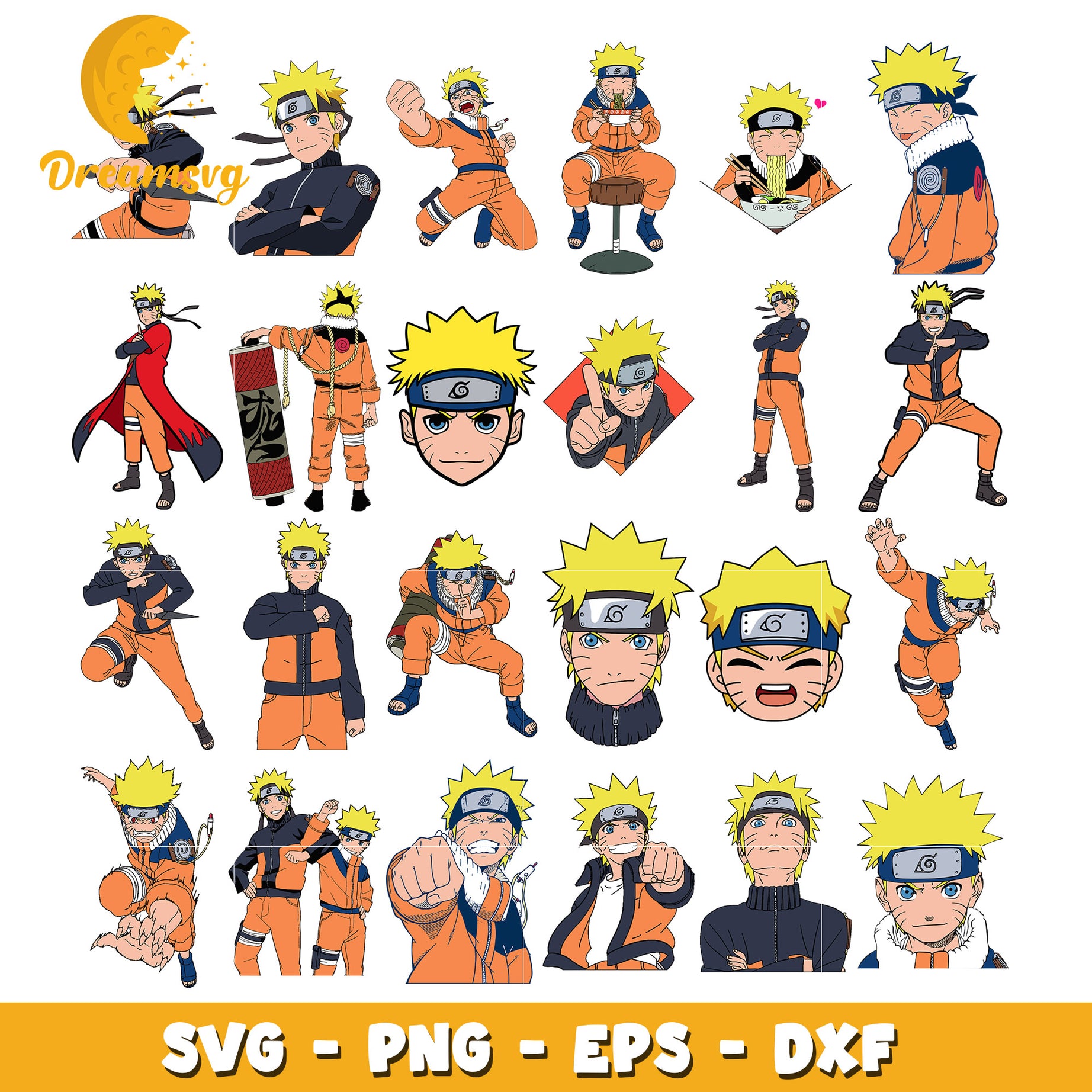 Anime naruto uzumaki bundle design svg, naruto characters​ svg