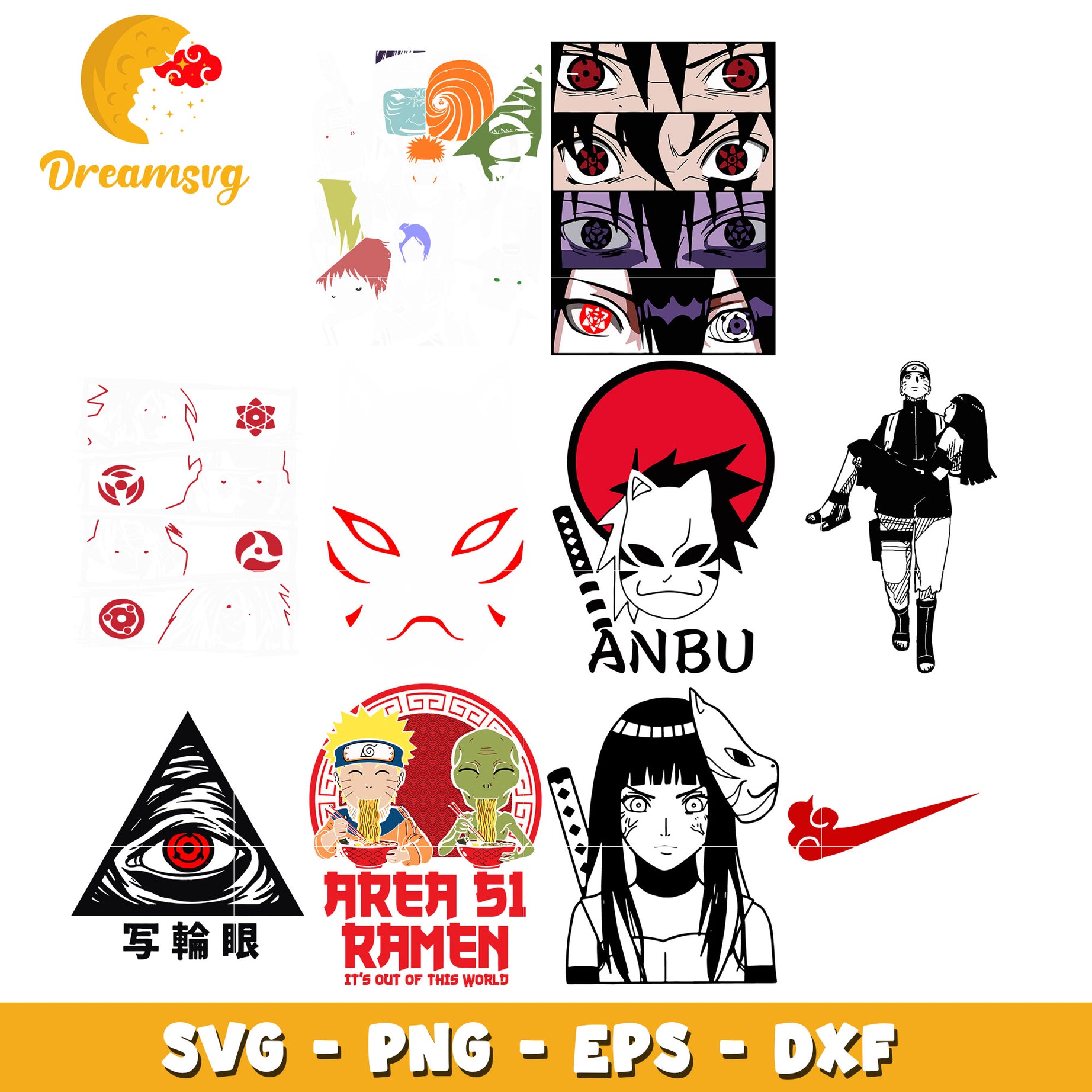 Naruto characters eyes design bundle svg, naruto the anime​ svg