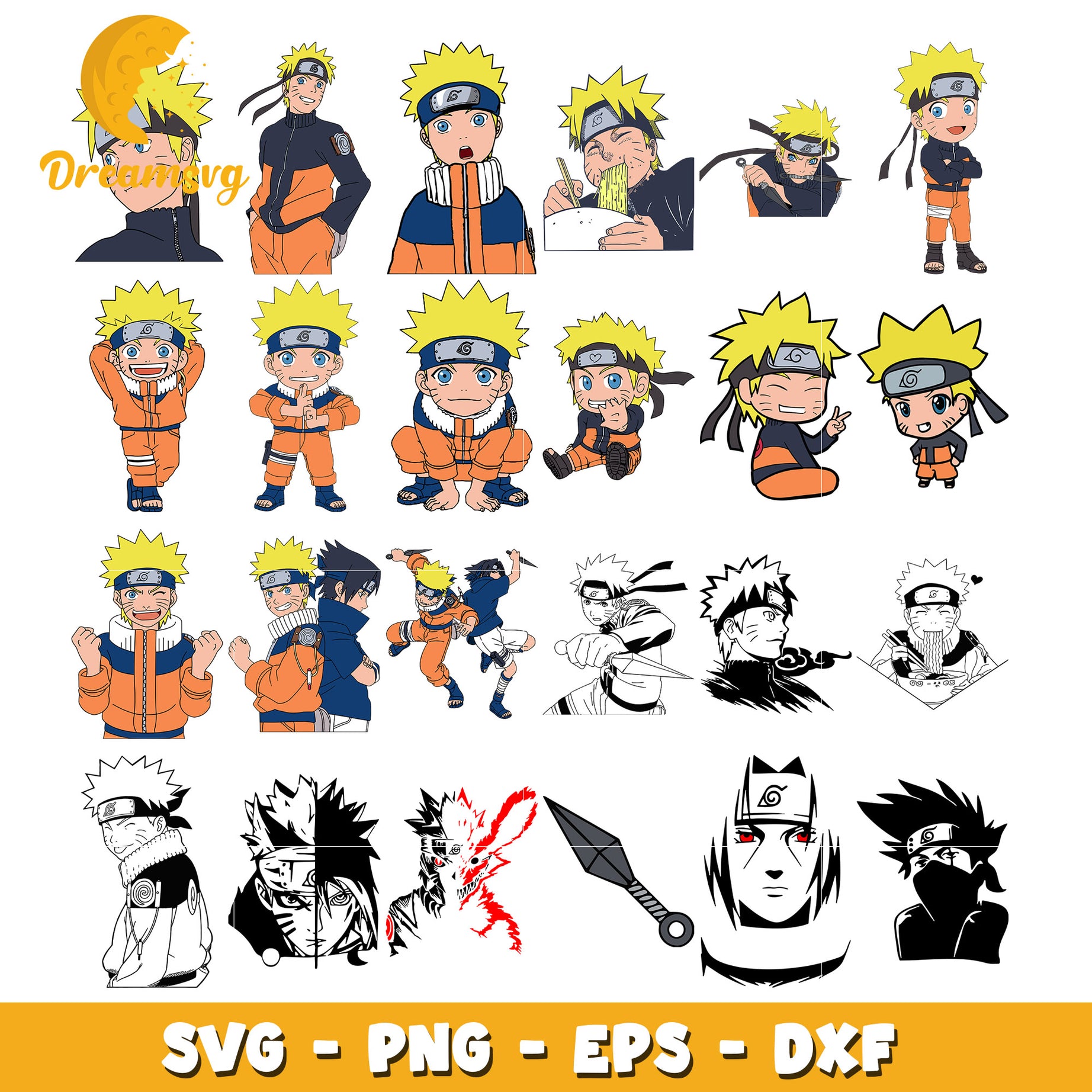 Naruto chibi character anime bundle svg, naruto uzumaki​ svg