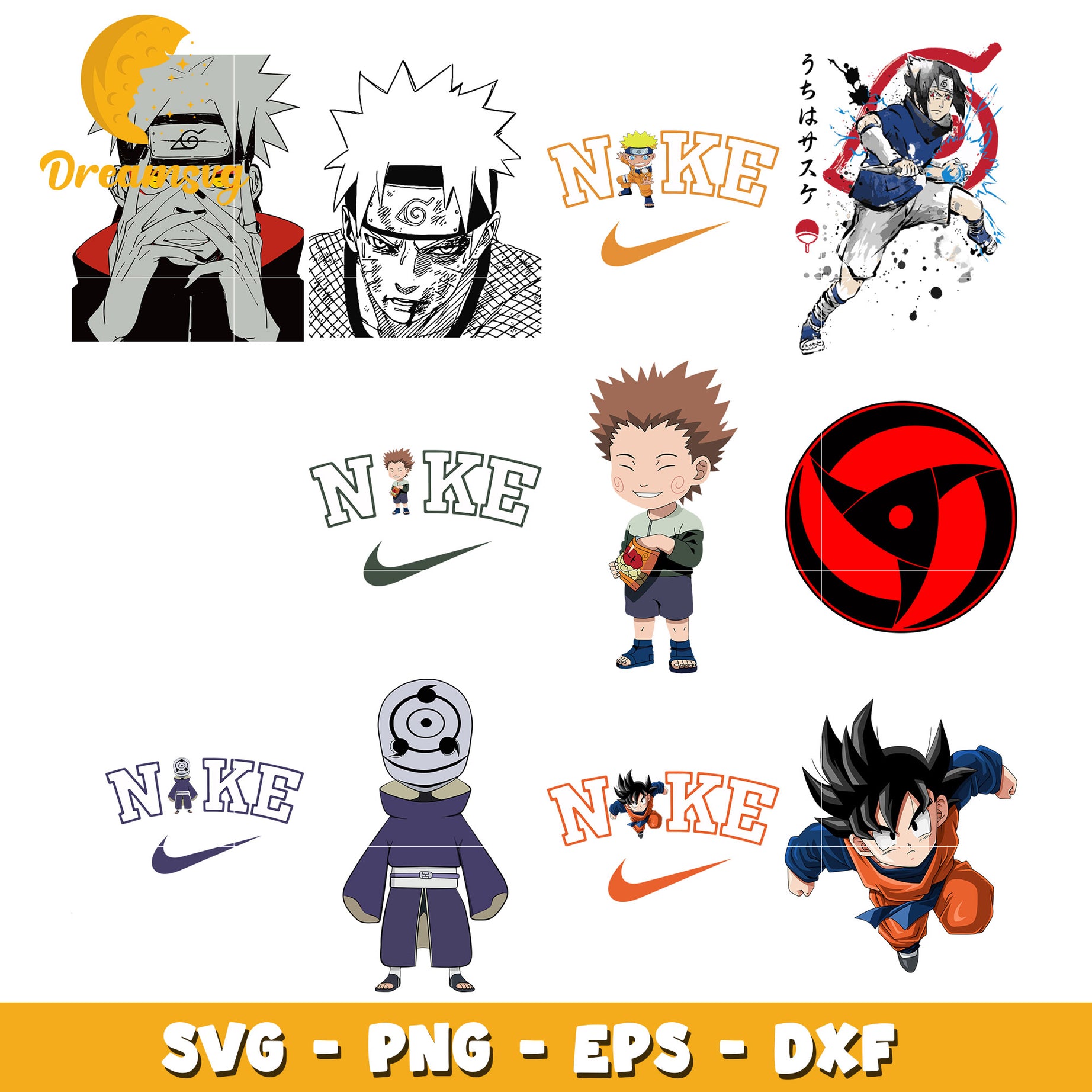 Naruto characters kawai bundle svg, Naruto shippuden characters svg