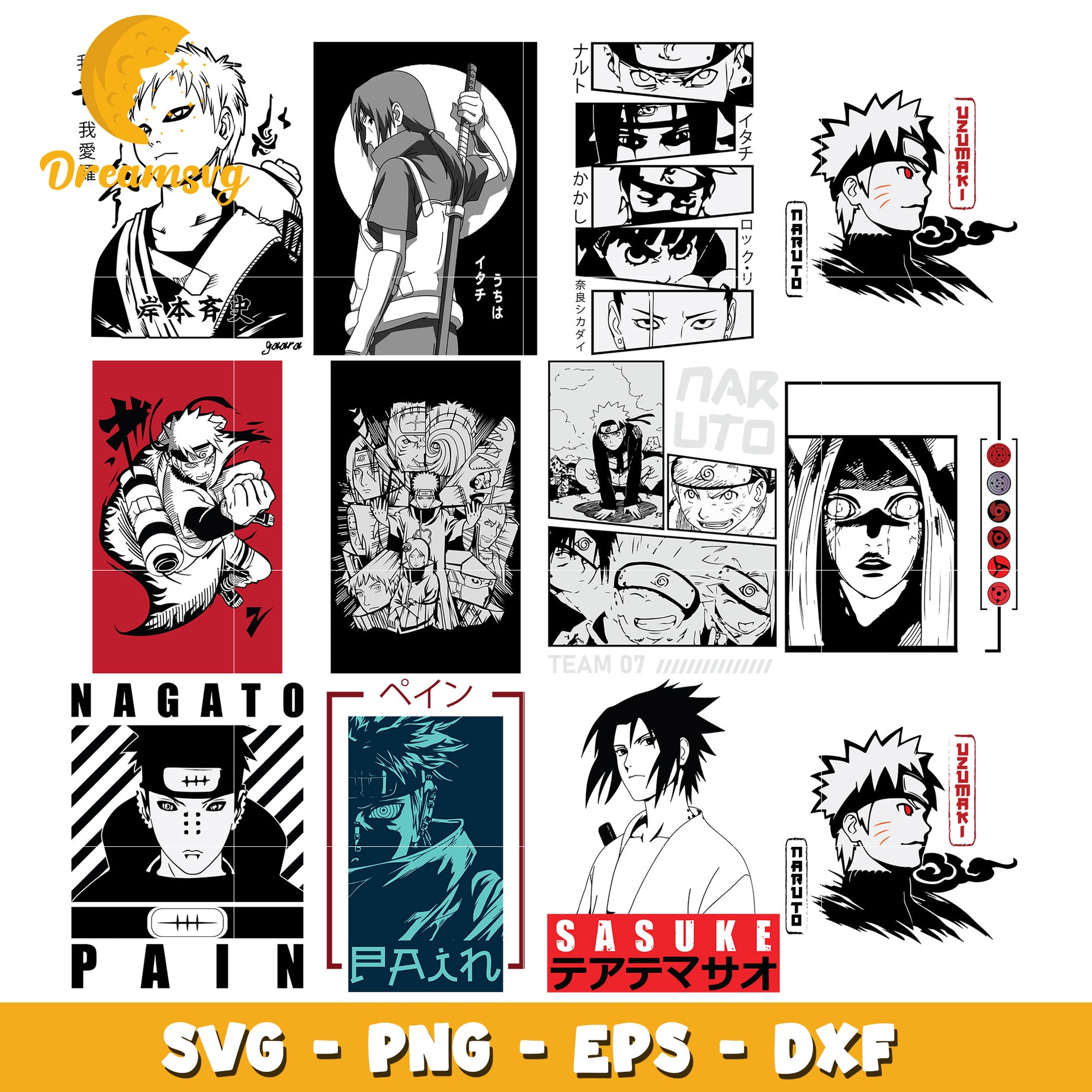 Naruto shippuden manga bundle svg, Naruto characters svg