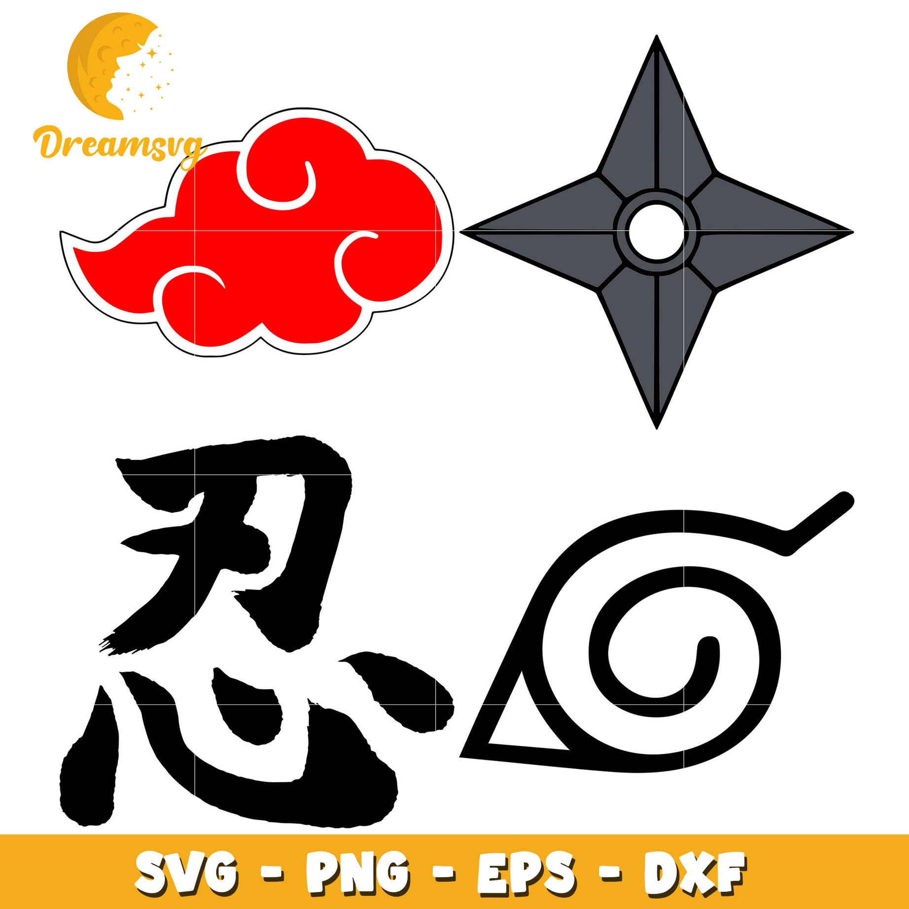 Naruto symbol tattoo bundle svg, Naruto shippuden svg, anime svg