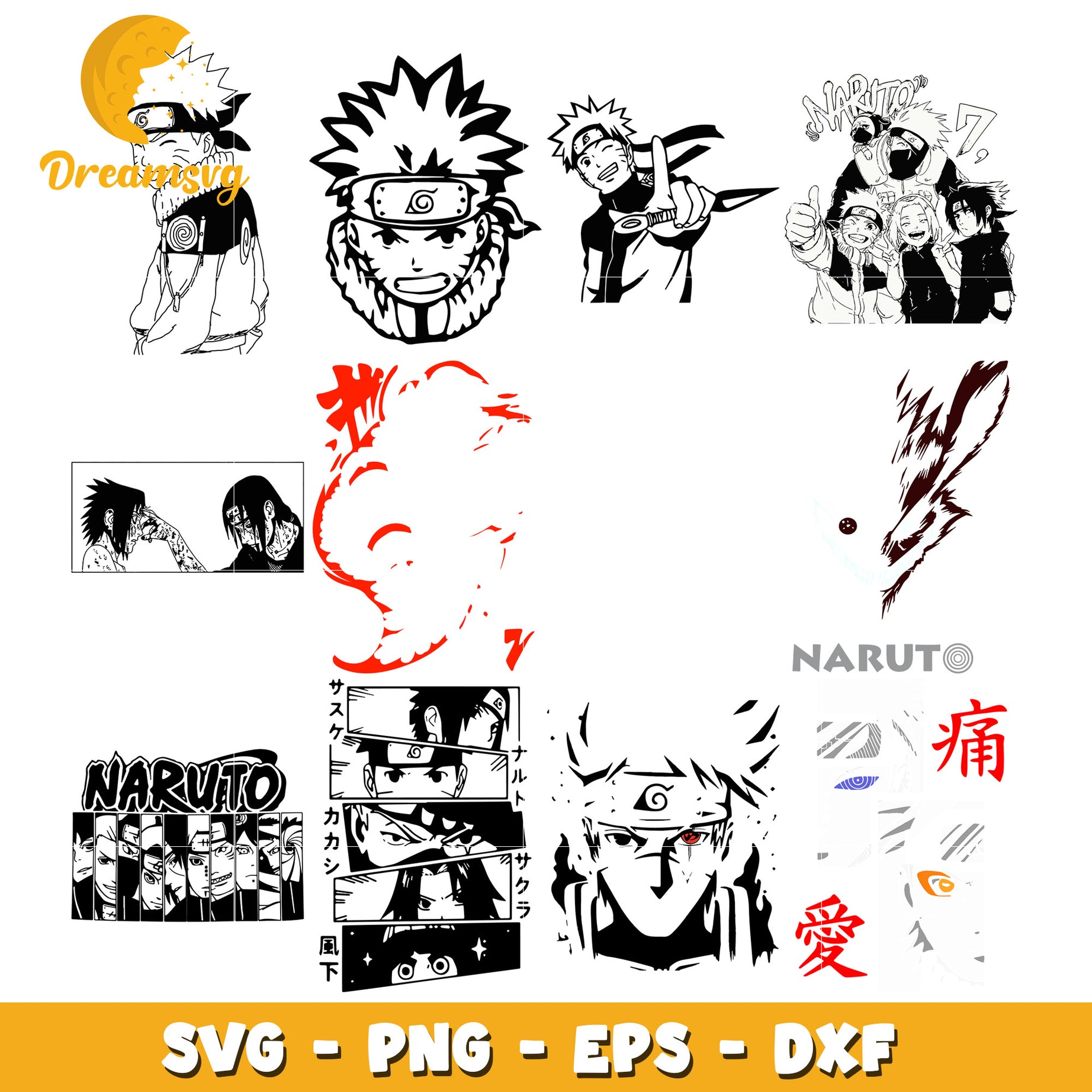 Naruto team 7 characters bundle svg, Naruto shippuden svg