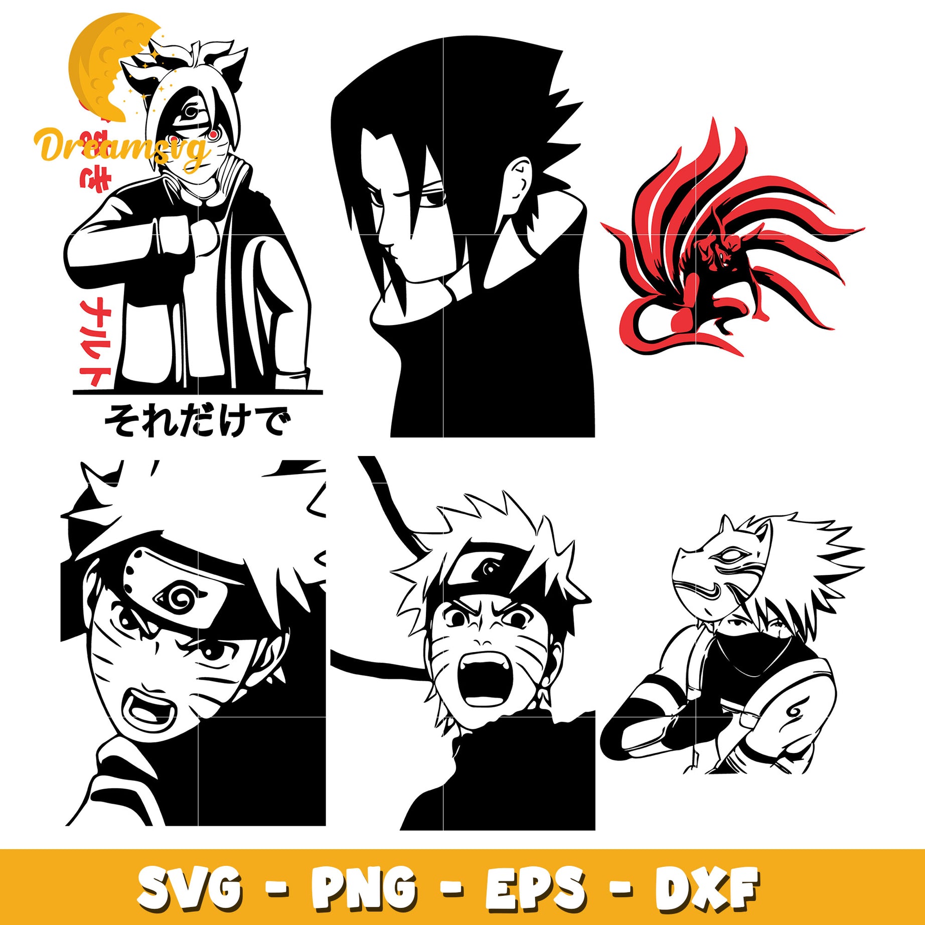 Naruto x sasuke characters bundle svg, naruto the shippuden svg