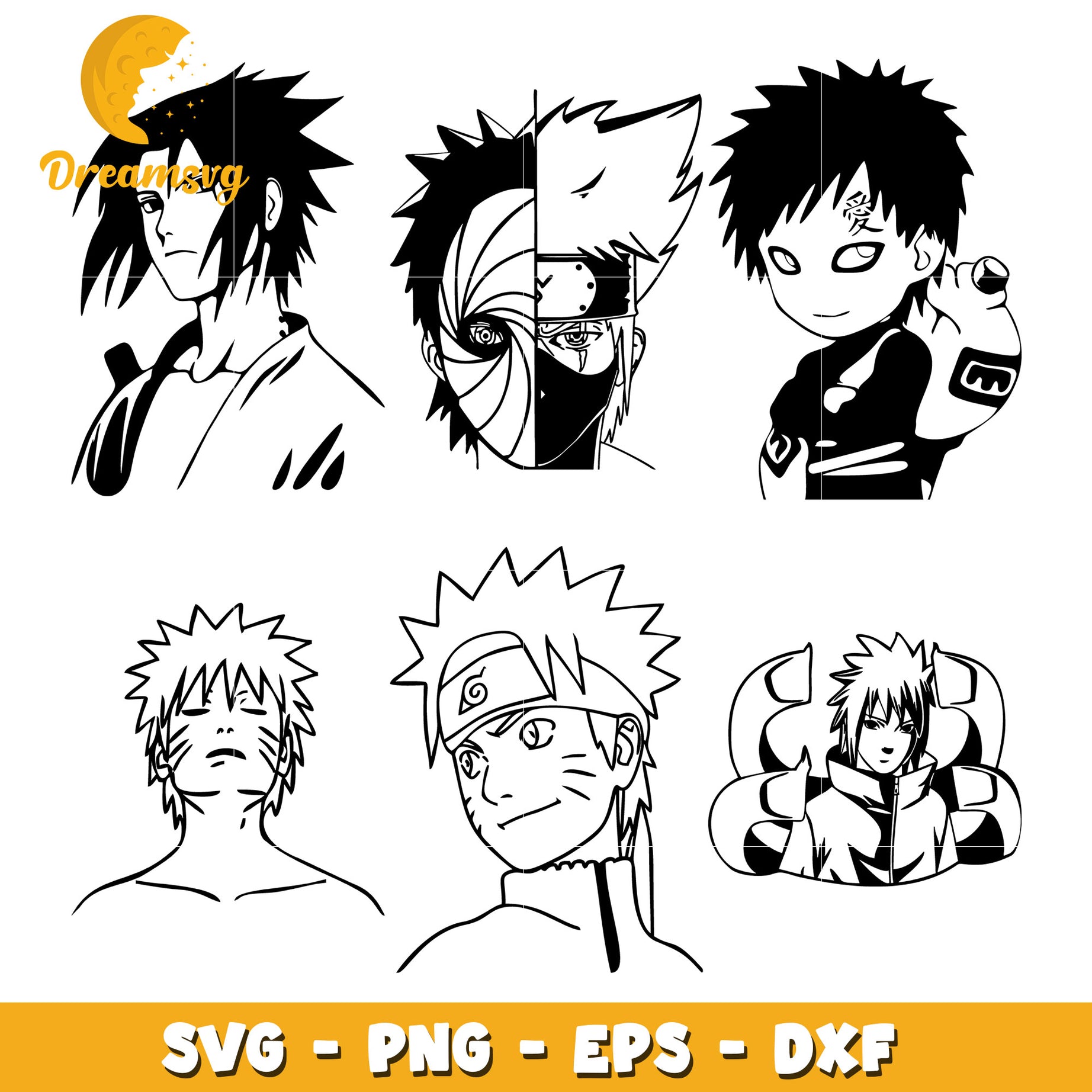 Naruto shippuden characters bundle svg, naruto characters svg