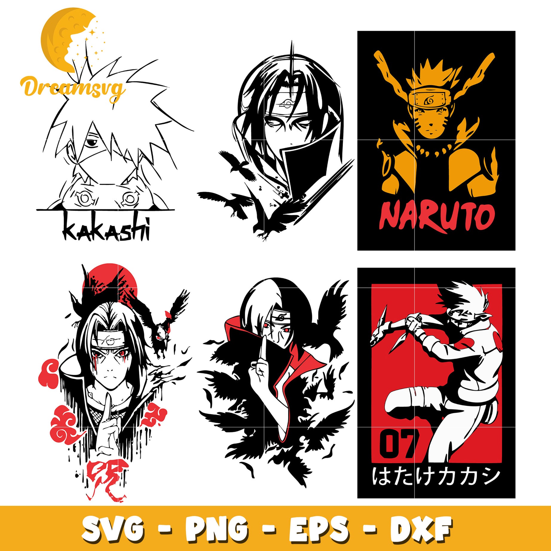 Uchiha Itachi character bundle svg, naruto akatsuki members svg