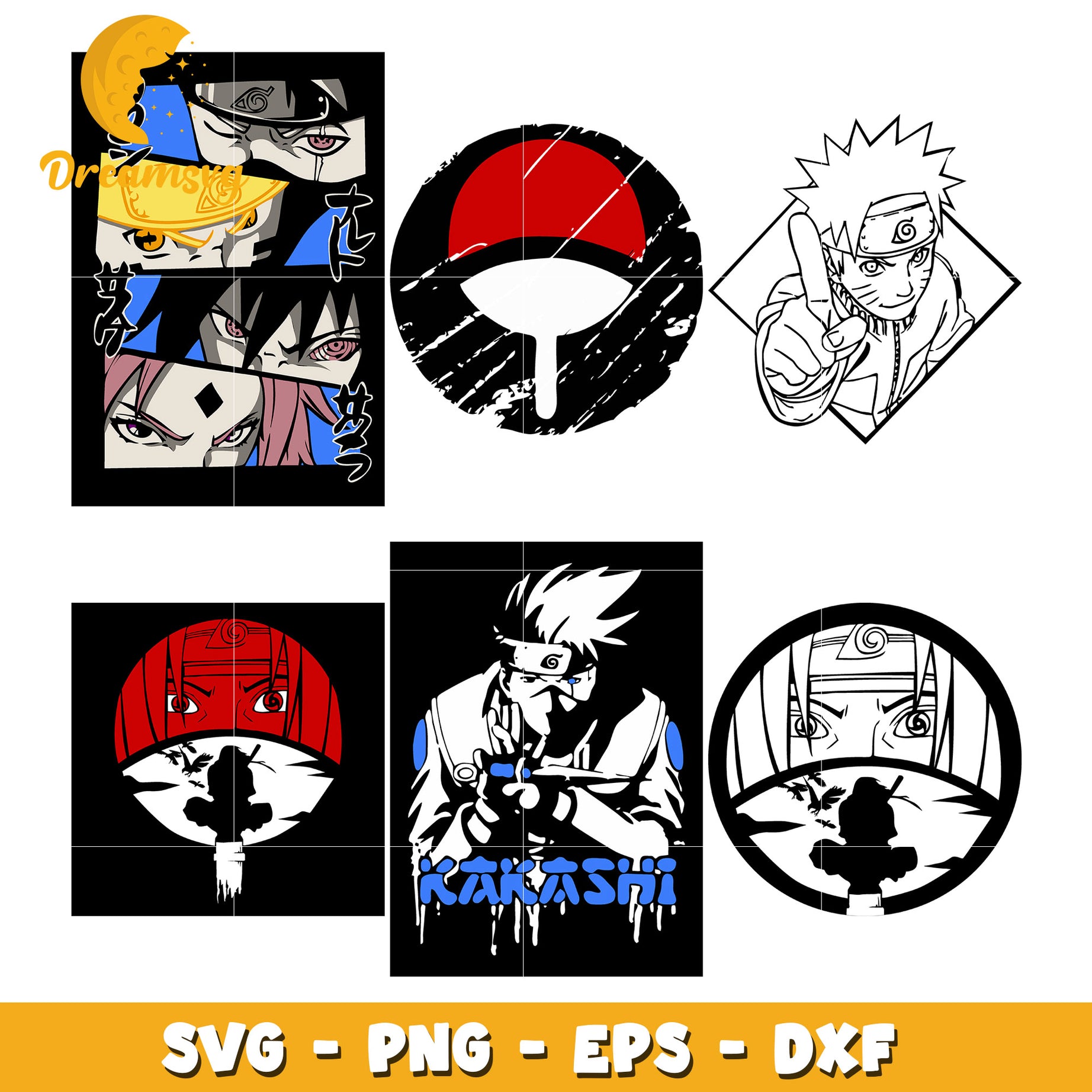 Hatake Kakashi character bundle svg, Uchiwa symbol svg, anime svg