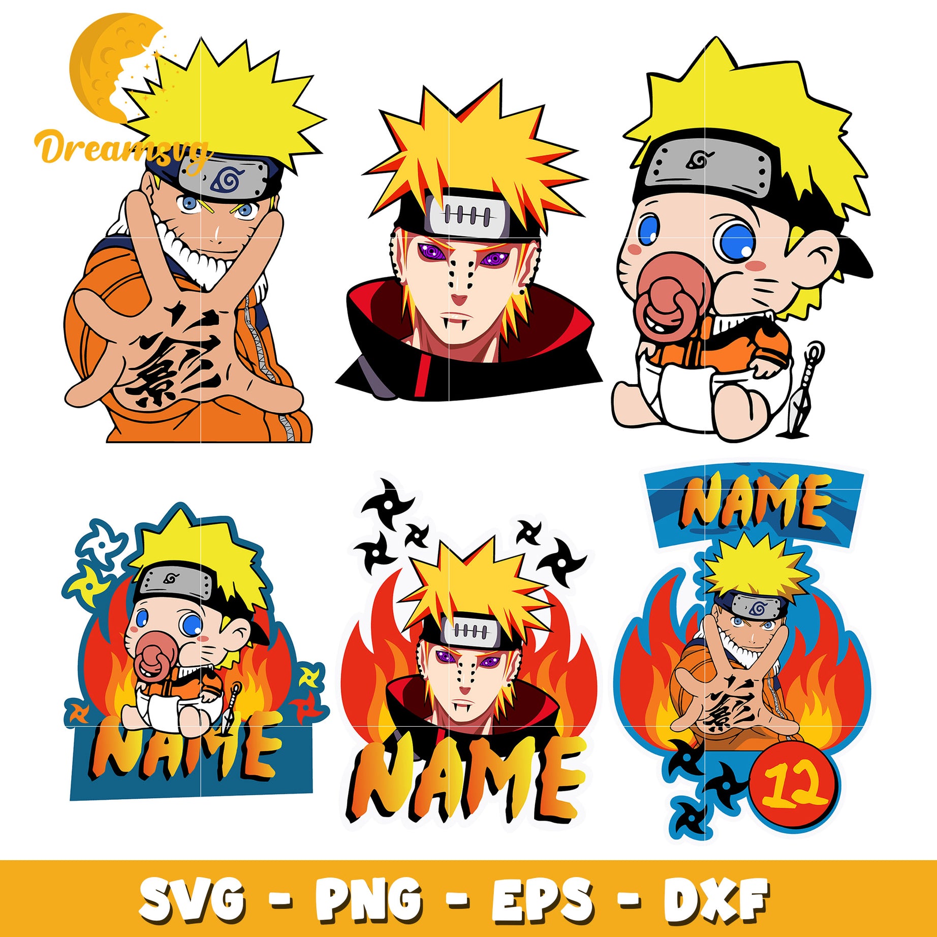 Uzumaki Naruto baby name bundle svg, Naruto character svg