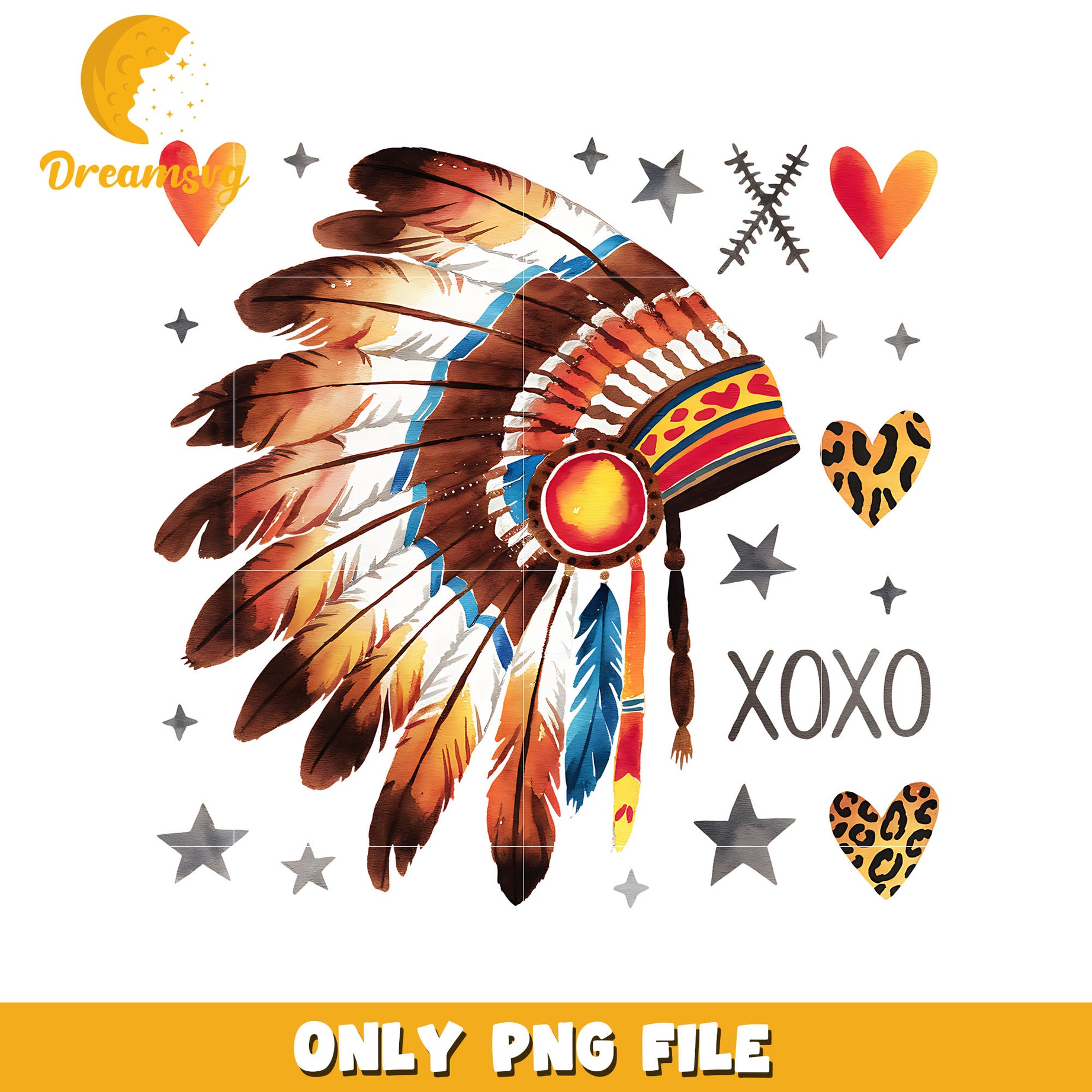 Native American feather headdress xoxo png, valentine png