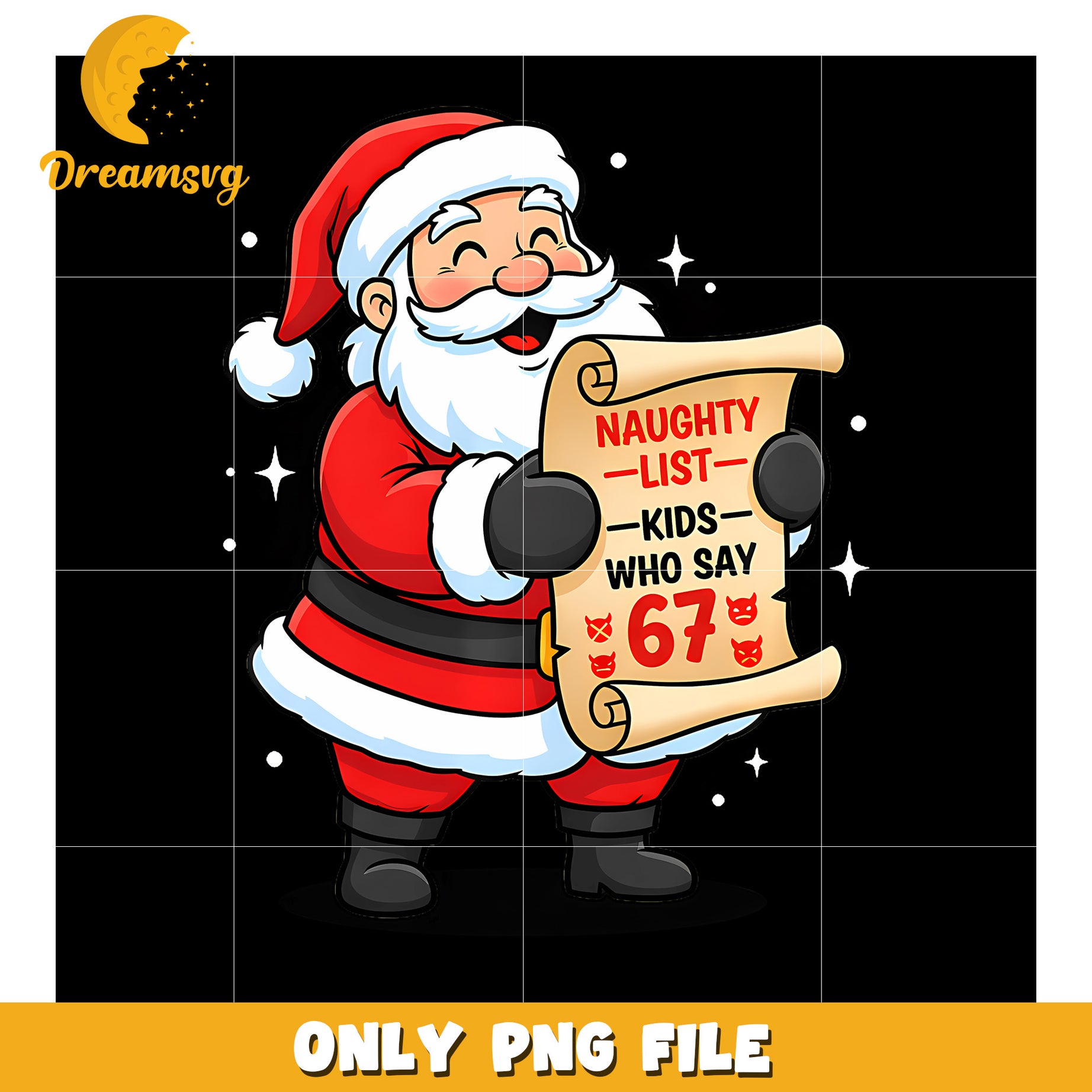 Naughty list kids who say 67 png, funny santa png, meme core png