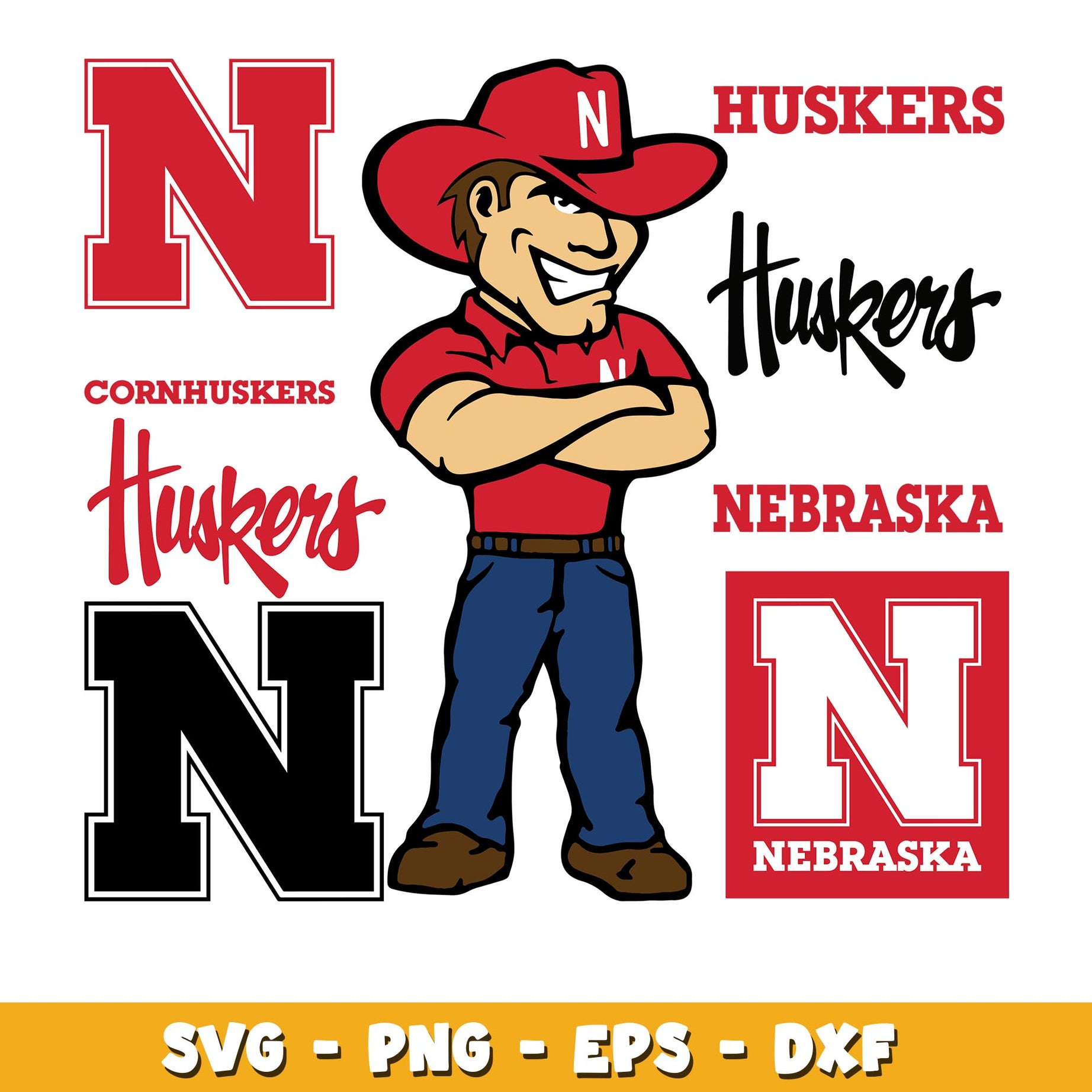 Logo Nebraska Cornhuskers Bundle svg, Nebraska Cornhuskers logo svg, ncaa svg  