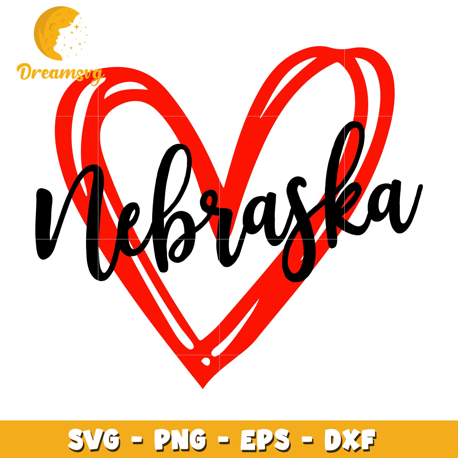 Nebraska Heart SVG PNG EPS DXF