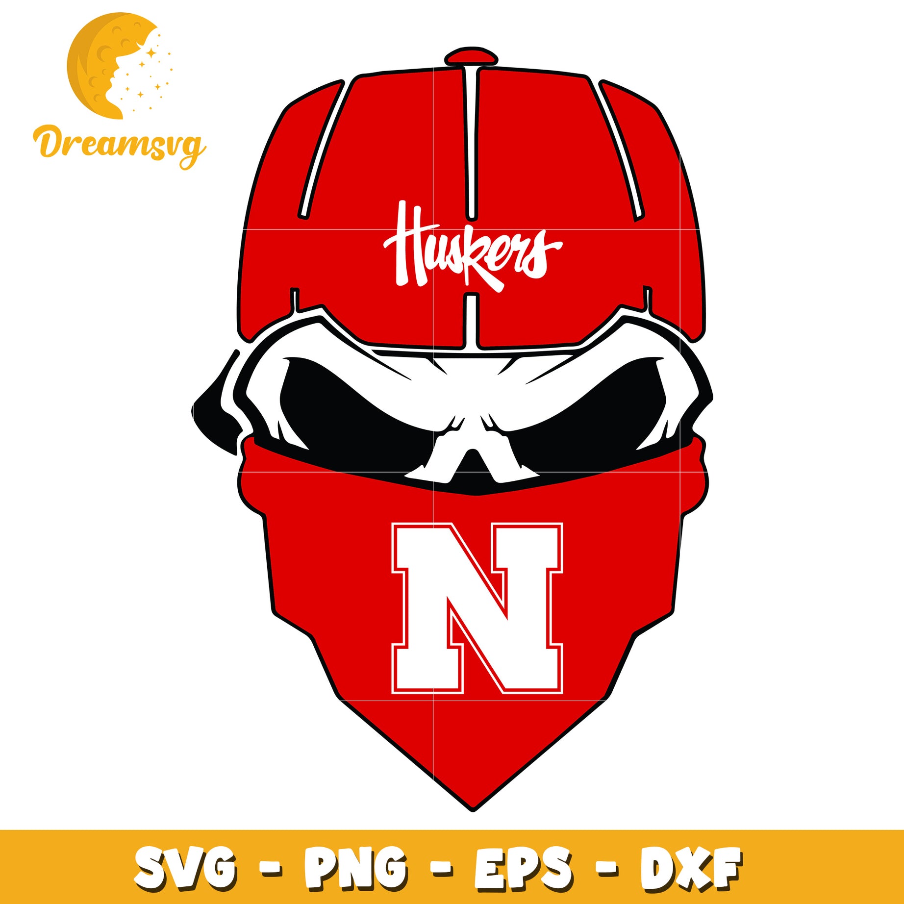 Nebraska Huskers Skull SVG PNG EPS DXF