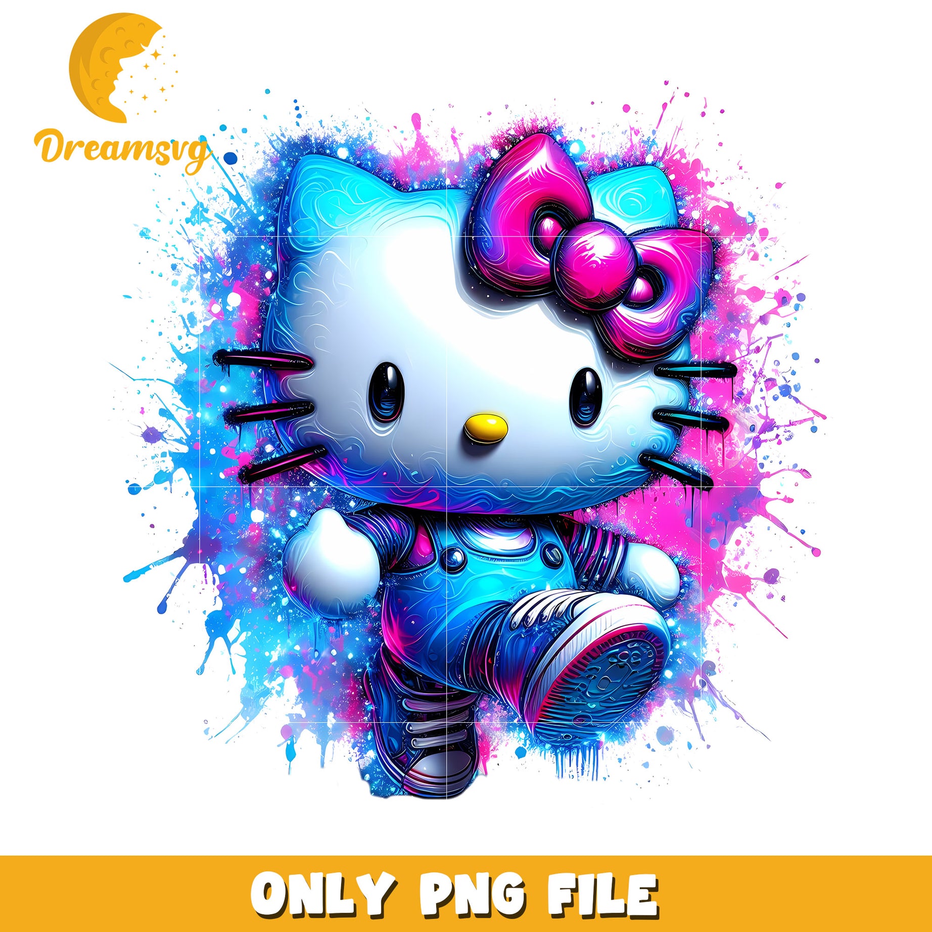 Neon Hello Kitty PNG Sublimation Design