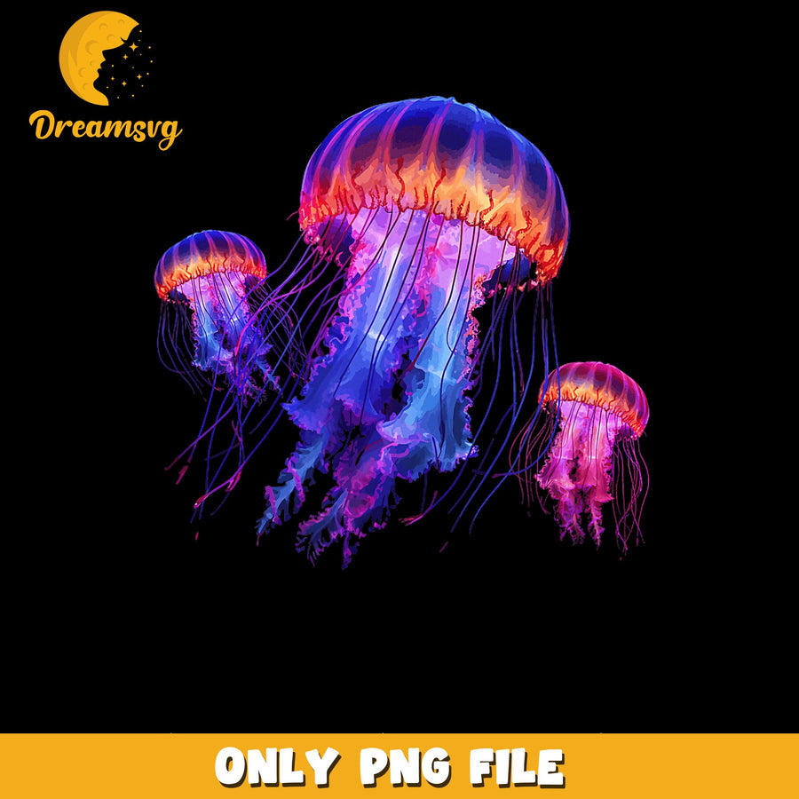 Neon Jellyfish PNG, Colorful Marine Life, Ocean Art PNG
