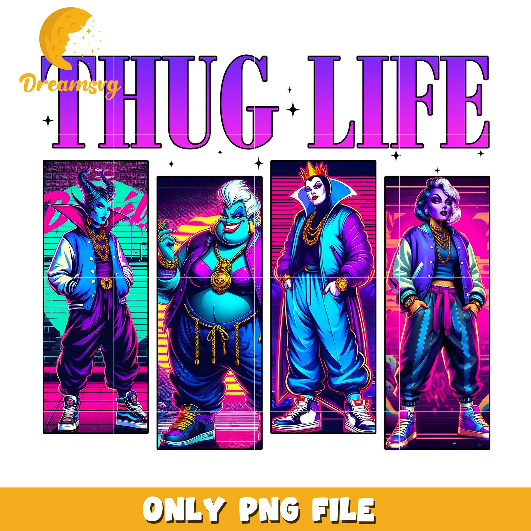 Neon disney villains thug life png, halloween games​​ png, halloween cookies​ png
