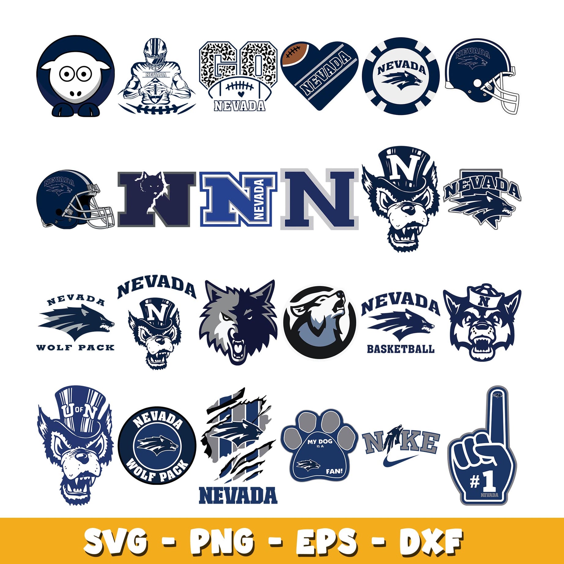 Nevada Wolf Pack Team Bundle svg, Nevada Wolf Pack logo svg, ncaa svg 