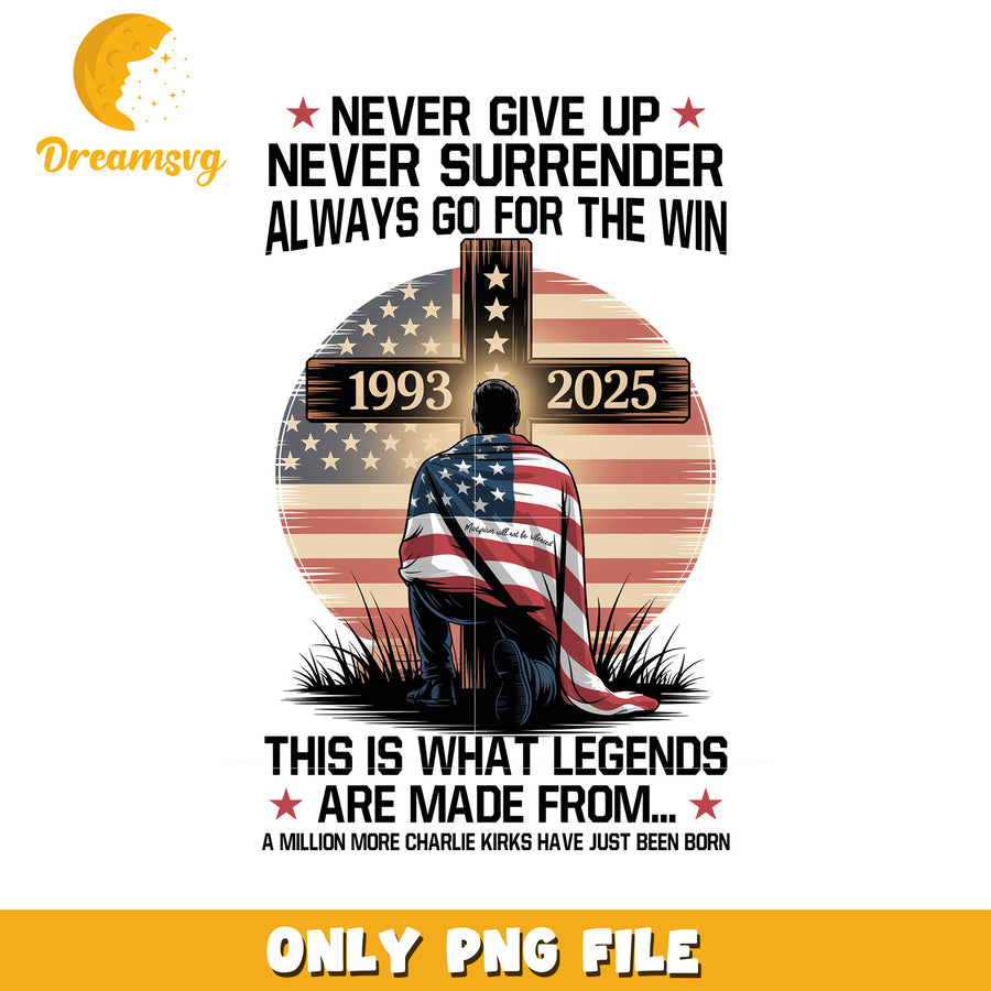 Never give up png, charlie kirk education​​​ png, rip charlie kirk png