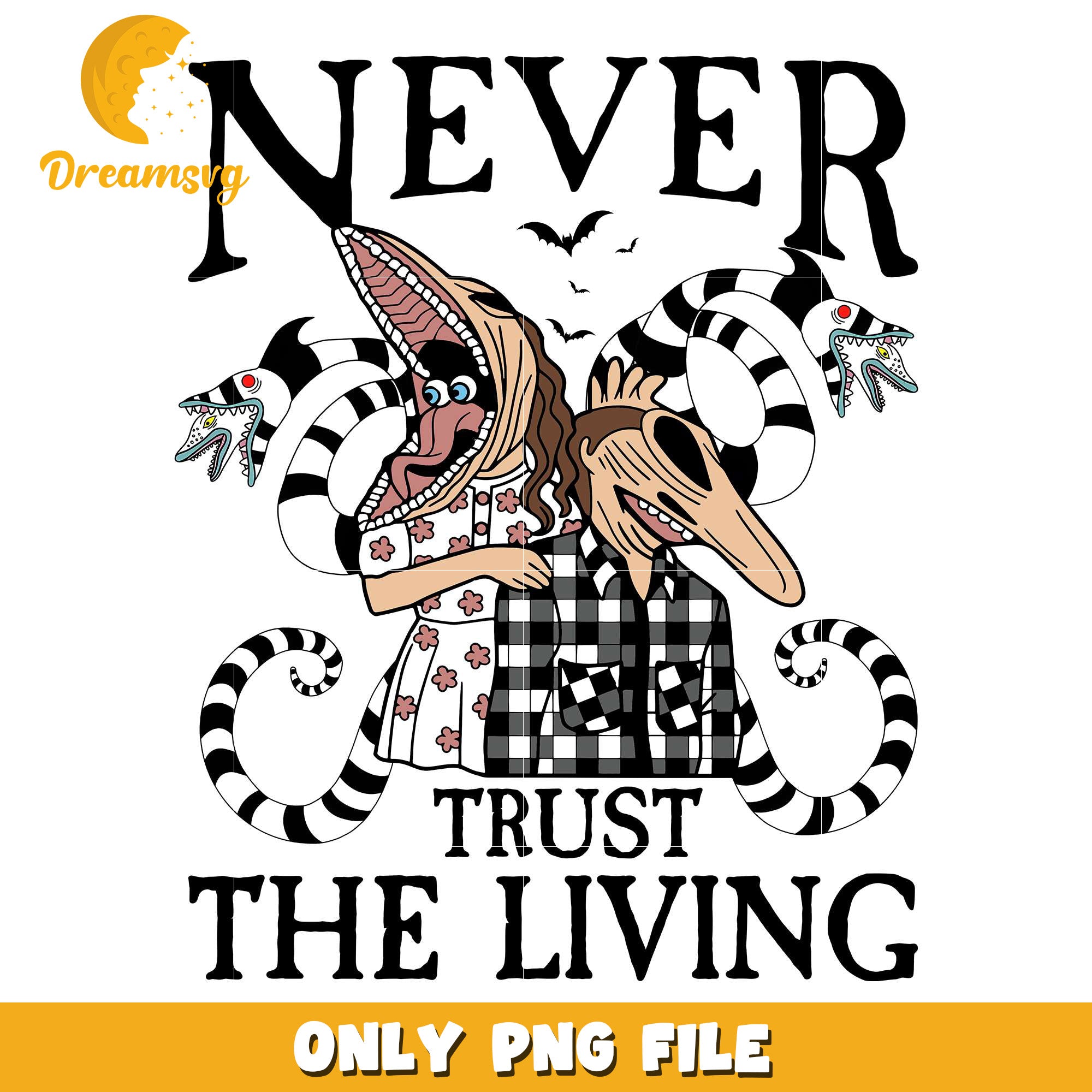 Never trust the living png, halloween wallpaper​​ png, halloween decorations​ png