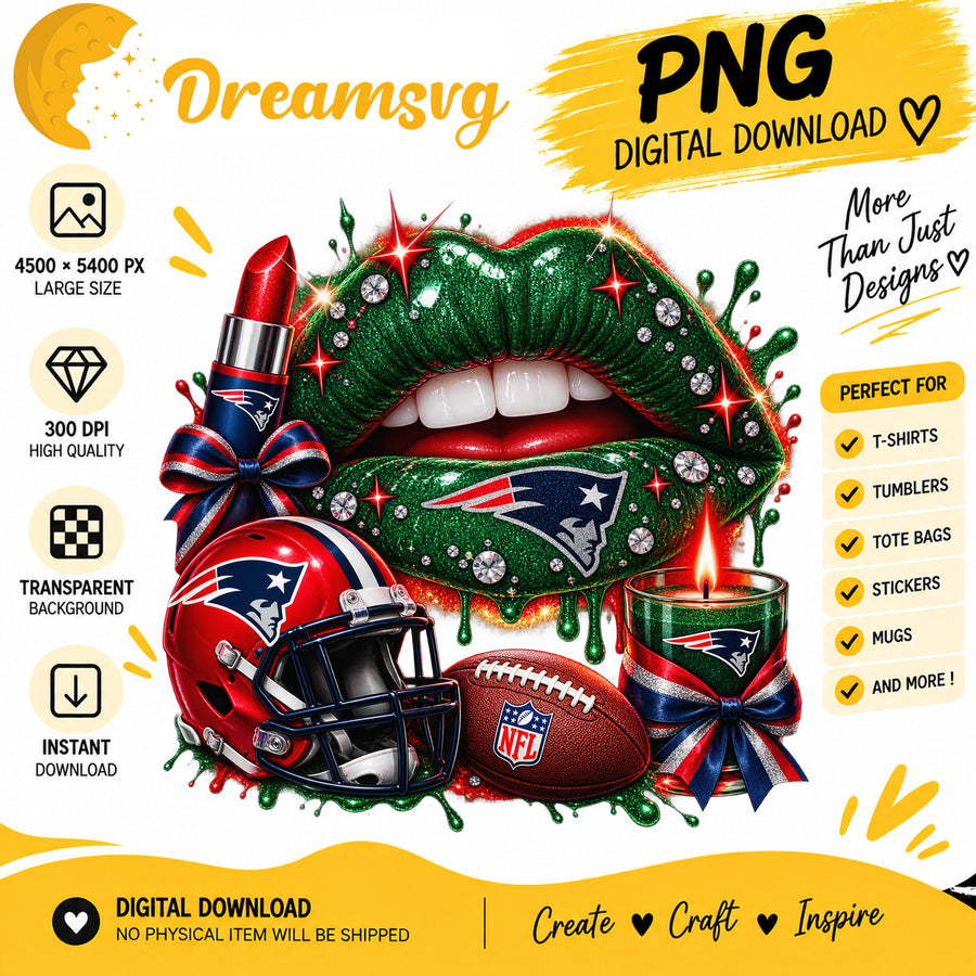 New England Patriots Lips Clipart, Red Navy Rhinestone Football Helmet