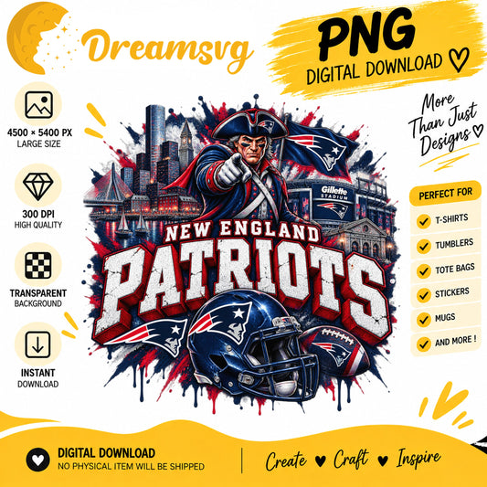 New England Patriots Mascot Stadium Splash Design PNG