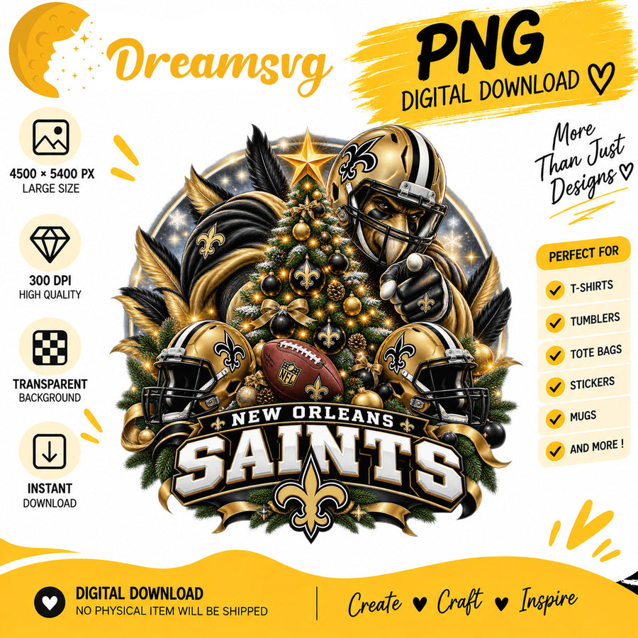 New Orleans Saints Christmas PNG, Cute Craft Clipart v2
