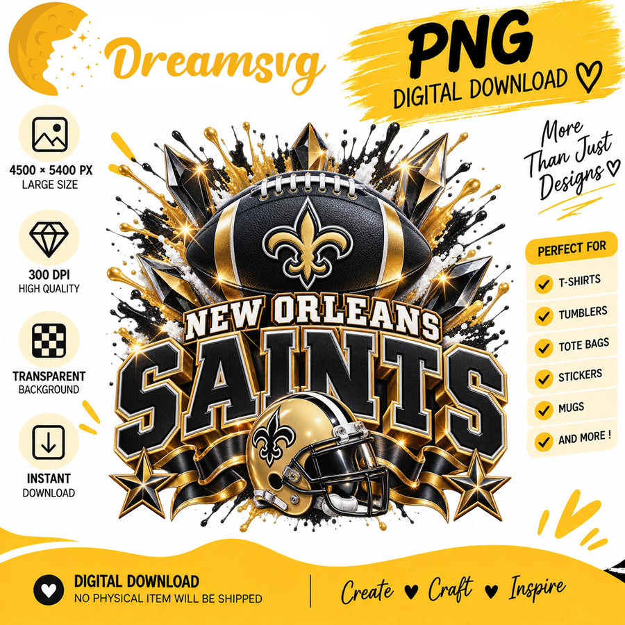 New Orleans Saints NFL Football Helmet Crystal Splash PNG