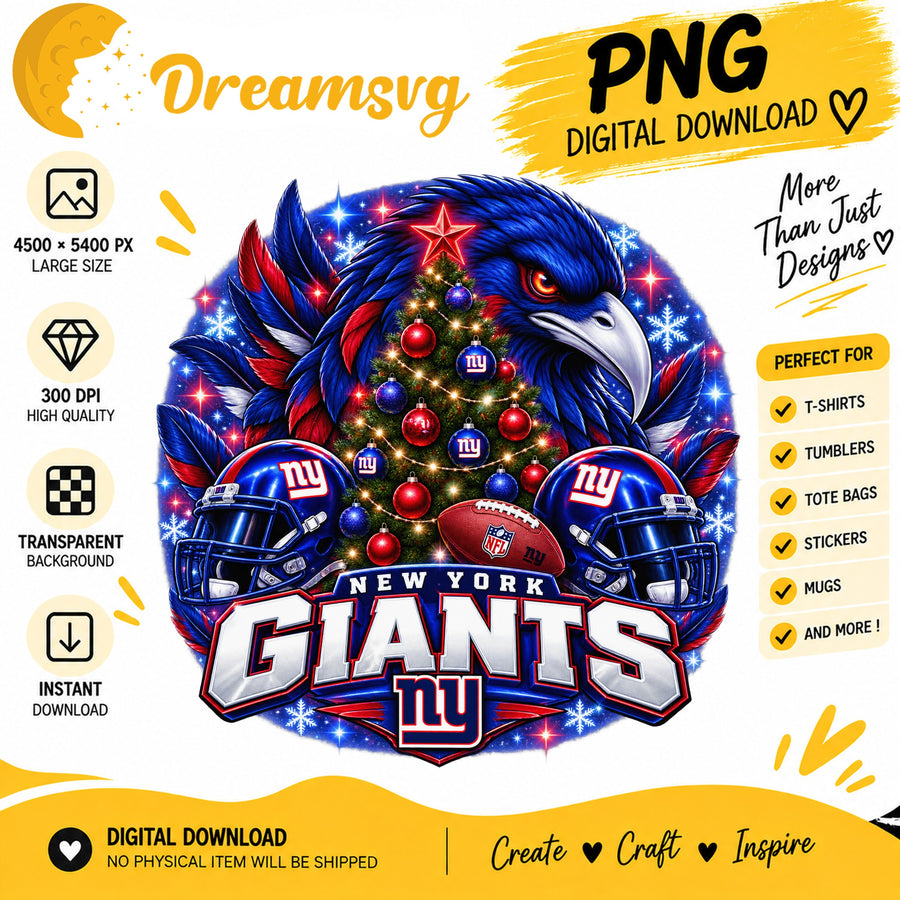 New York Giants Christmas PNG, Football Eagle Holiday Tree