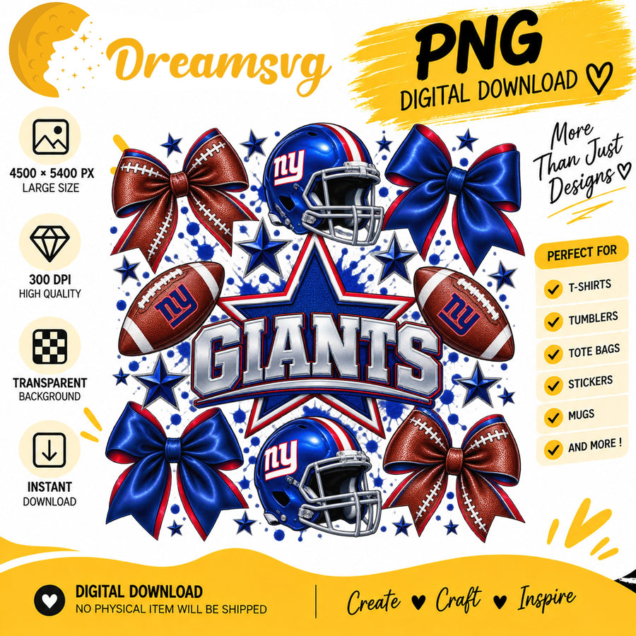 New York Giants Coquette Bow Football Helmet Stars PNG