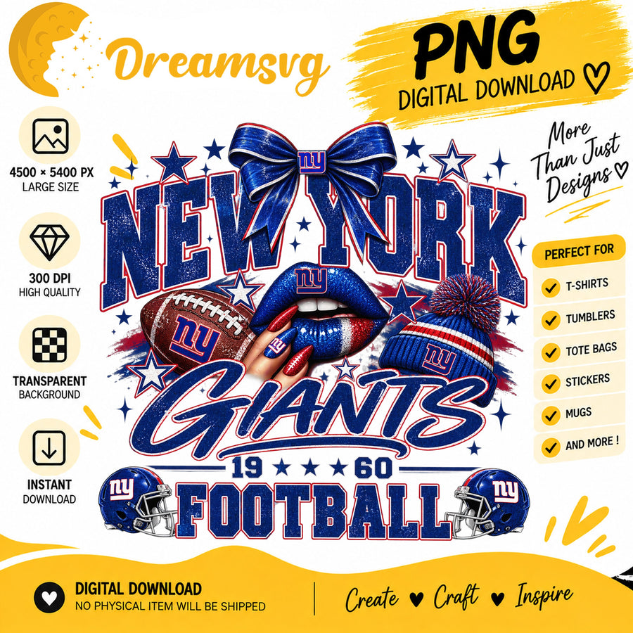 New York Giants Coquette Bow NFL Football 1960 PNG