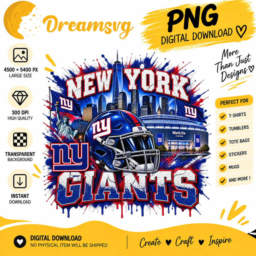 New York Giants Grunge Football City Skyline Stadium PNG