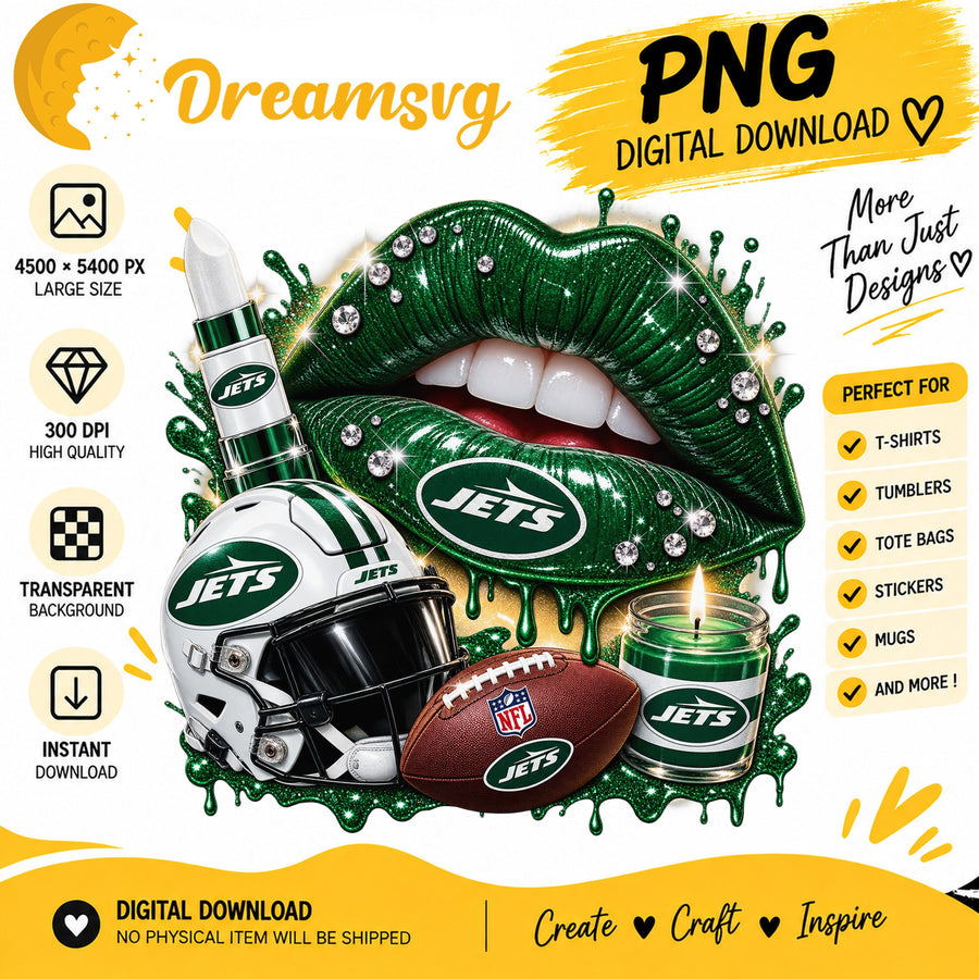 New York Jets Dripping Lips PNG, Stage Portrait Clipart