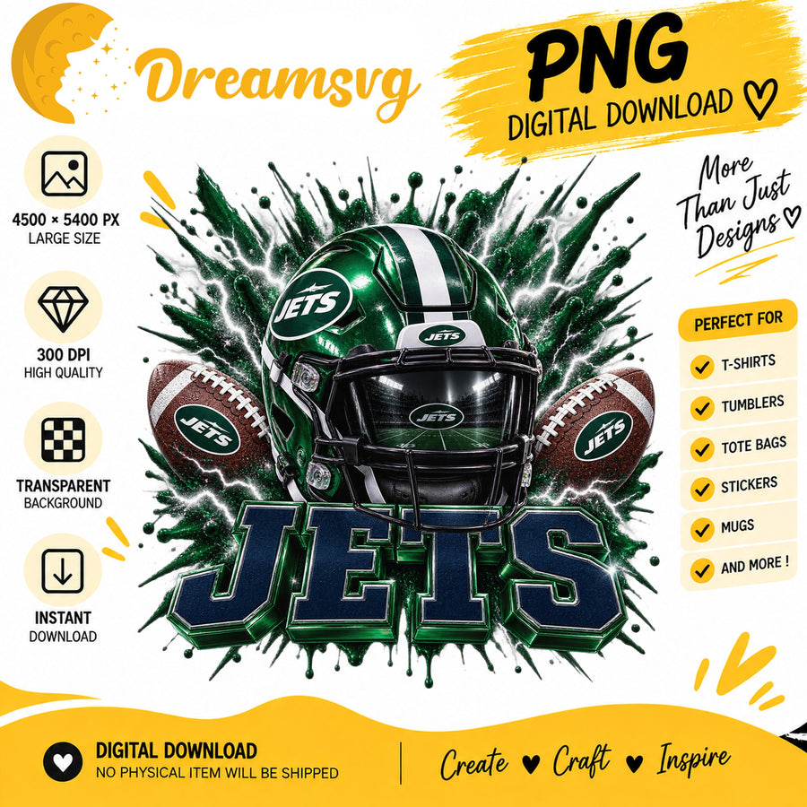 New York Jets Football Helmet Splash Sublimation PNG