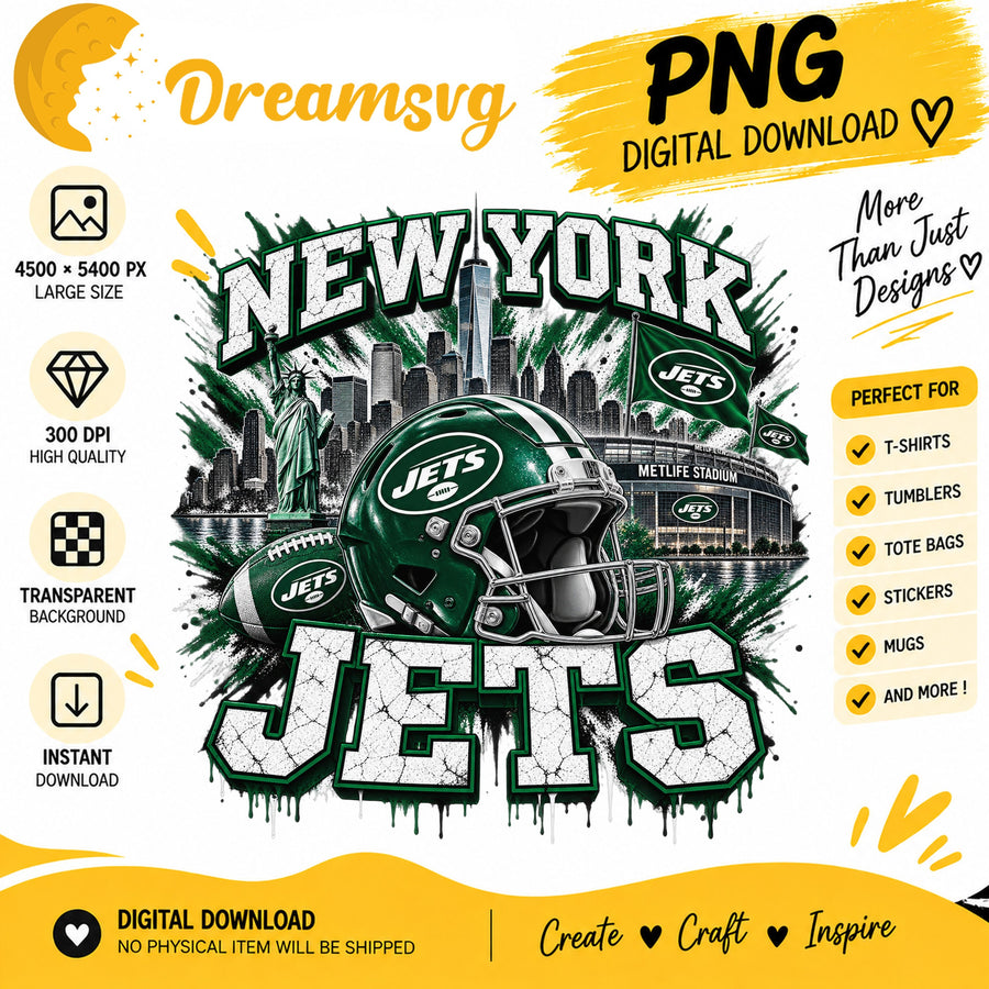 New York Jets Grunge Football City Skyline Stadium PNG