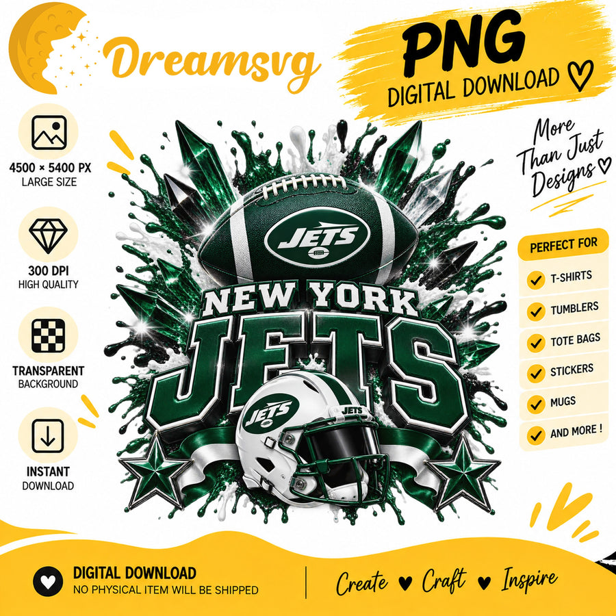 New York Jets NFL Football Helmet Crystal Splash PNG