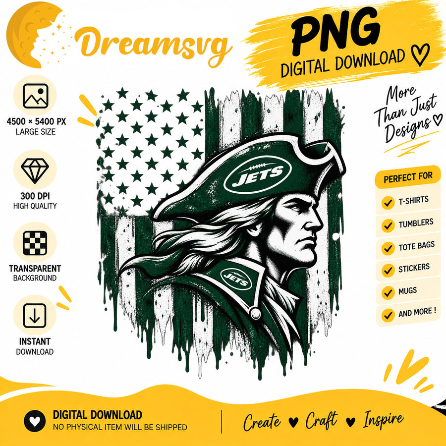 New York Jets Patriot Mascot American Flag Football PNG