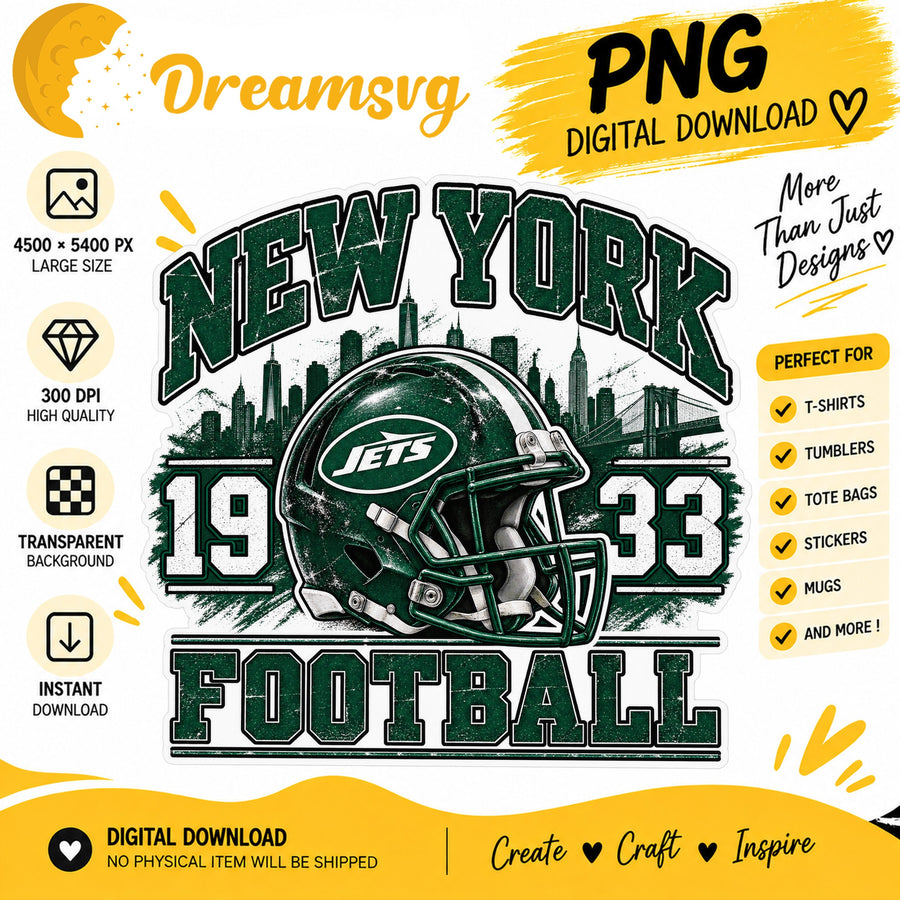 New York Jets Vintage Grunge Football Helmet 1933 PNG